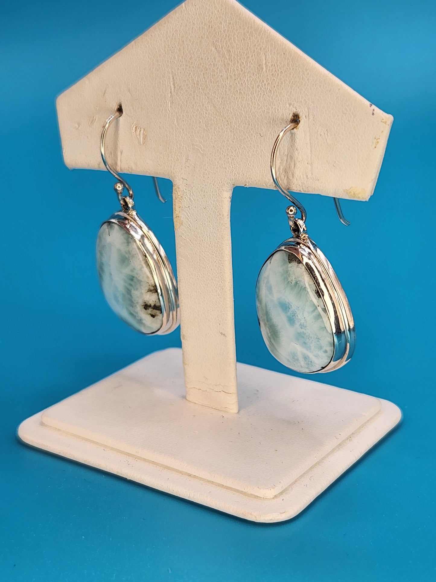 Genuine Larimar earings set in sterling silver