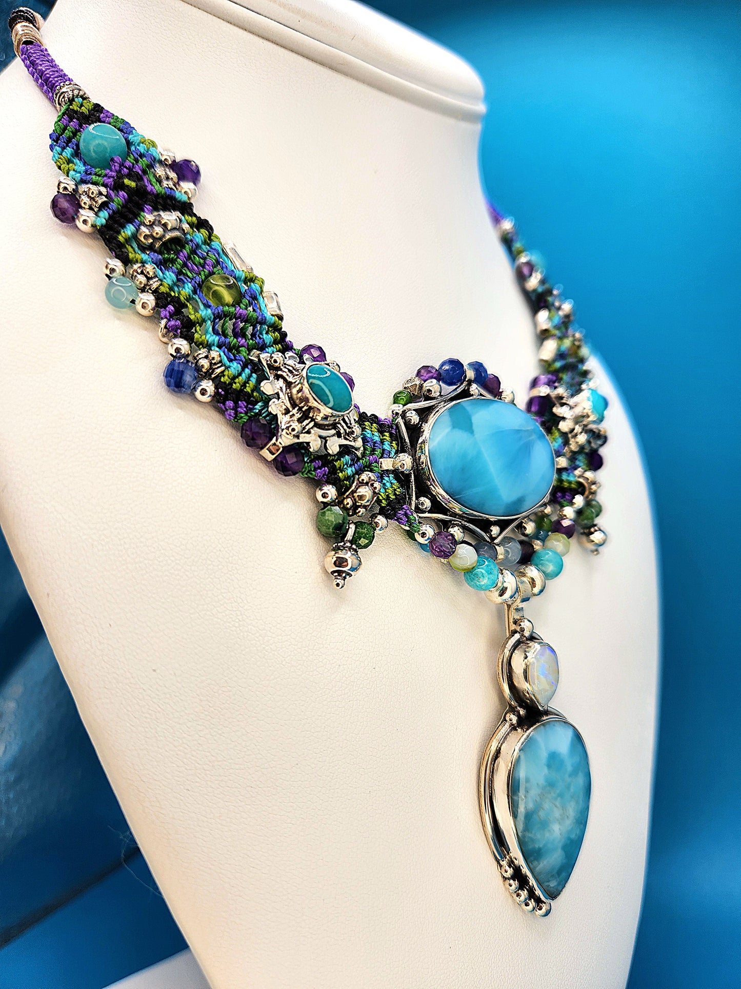 Isha Elafi - Larimar Opal Turquoise Necklace
