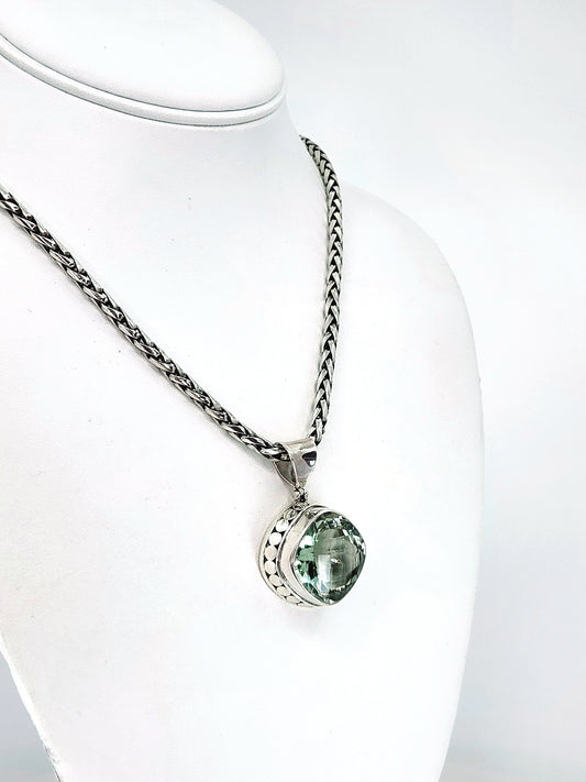 Janice Carson - Sterling Silver Necklace With 1 Inch Green Amethyst Pendant