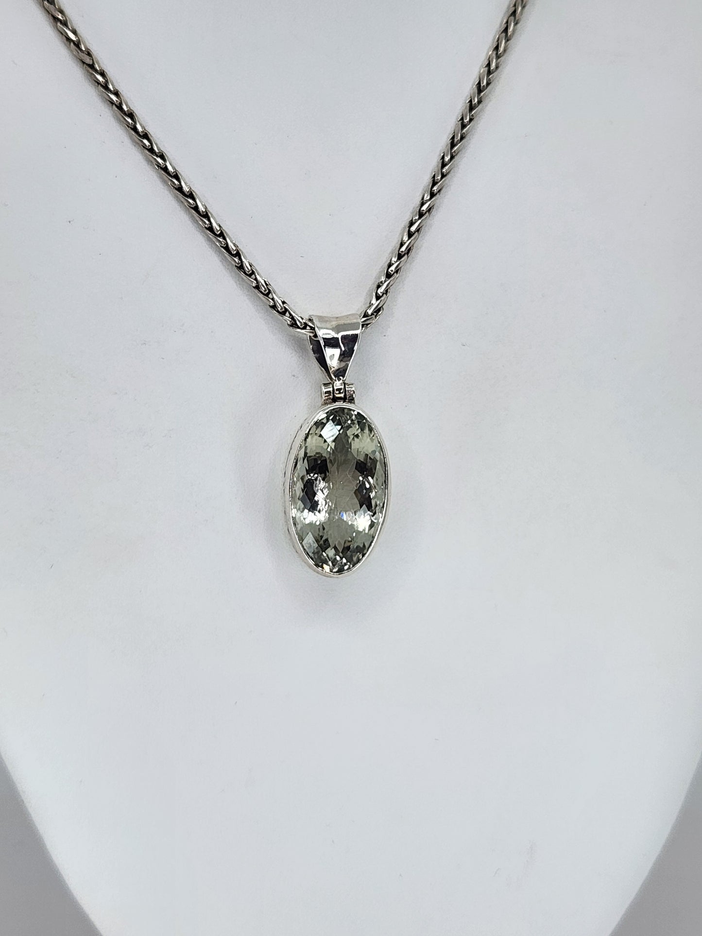 Janice Carson - Green Amethyst Pendant With Sterling Silver Necklace