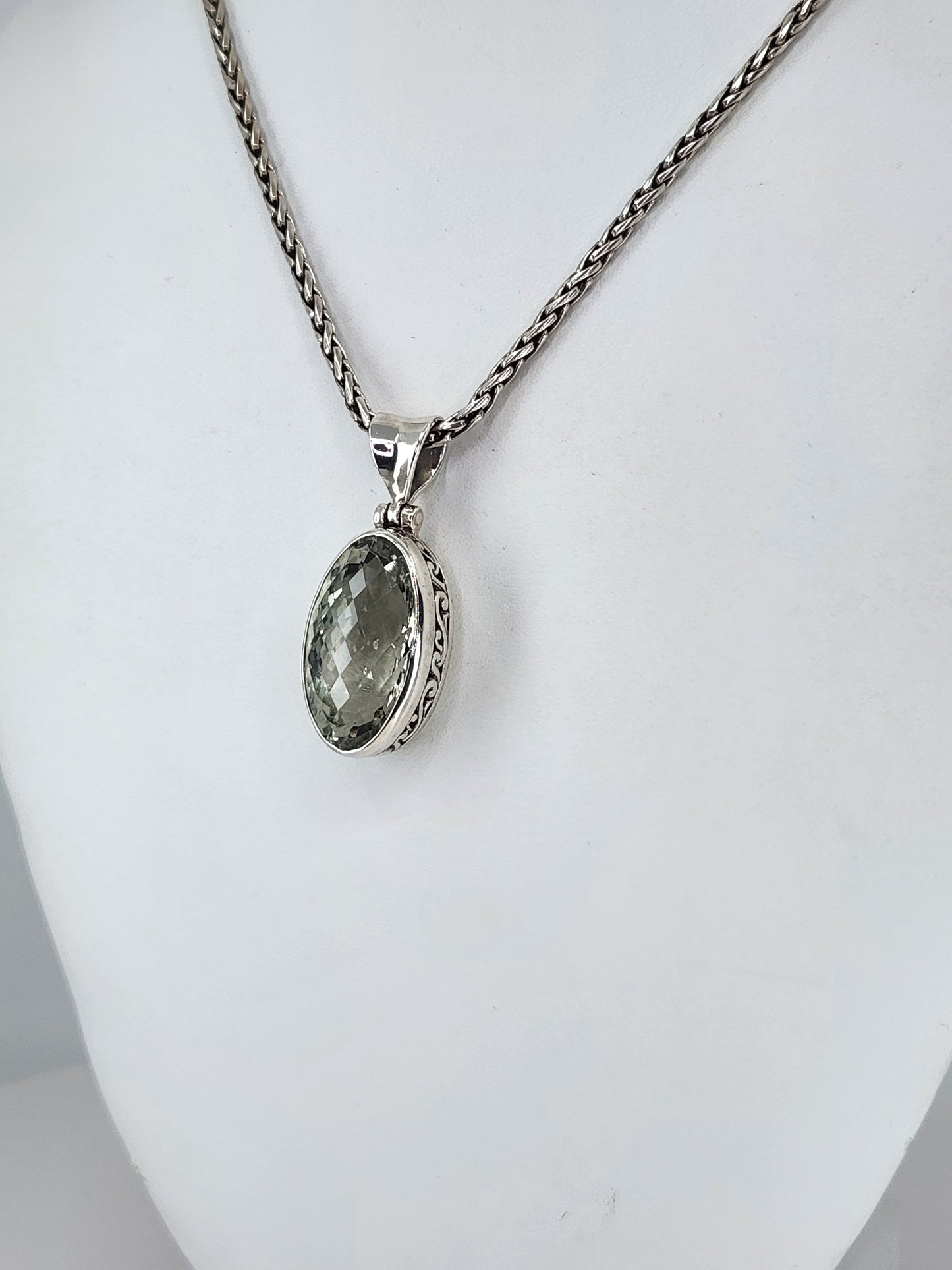 Janice Carson - Green Amethyst Pendant With Sterling Silver Necklace