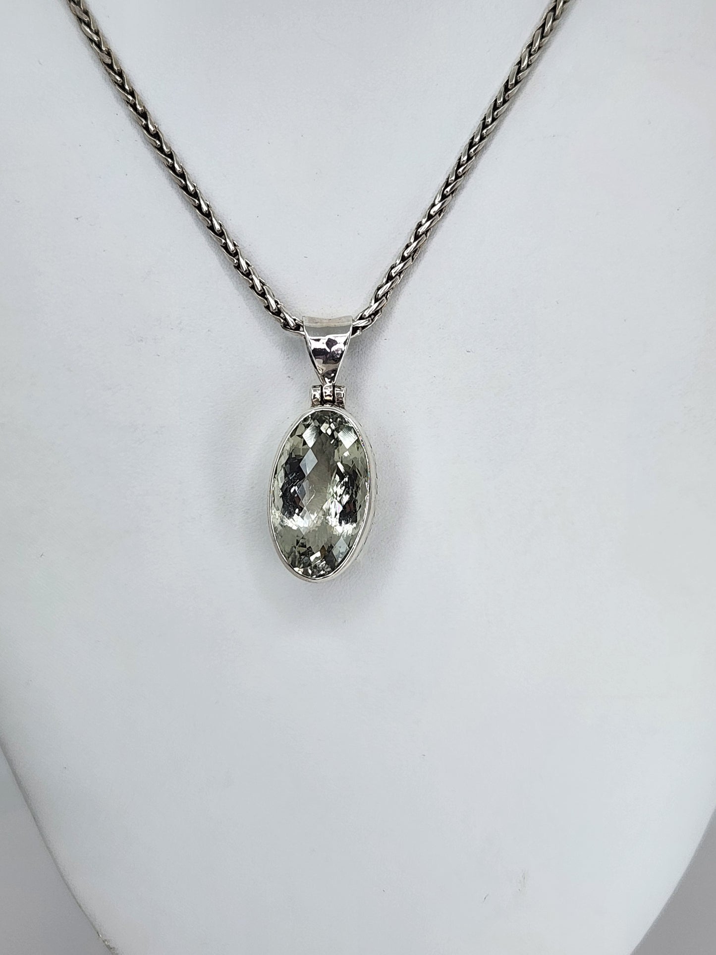 Janice Carson - Green Amethyst Pendant With Sterling Silver Necklace