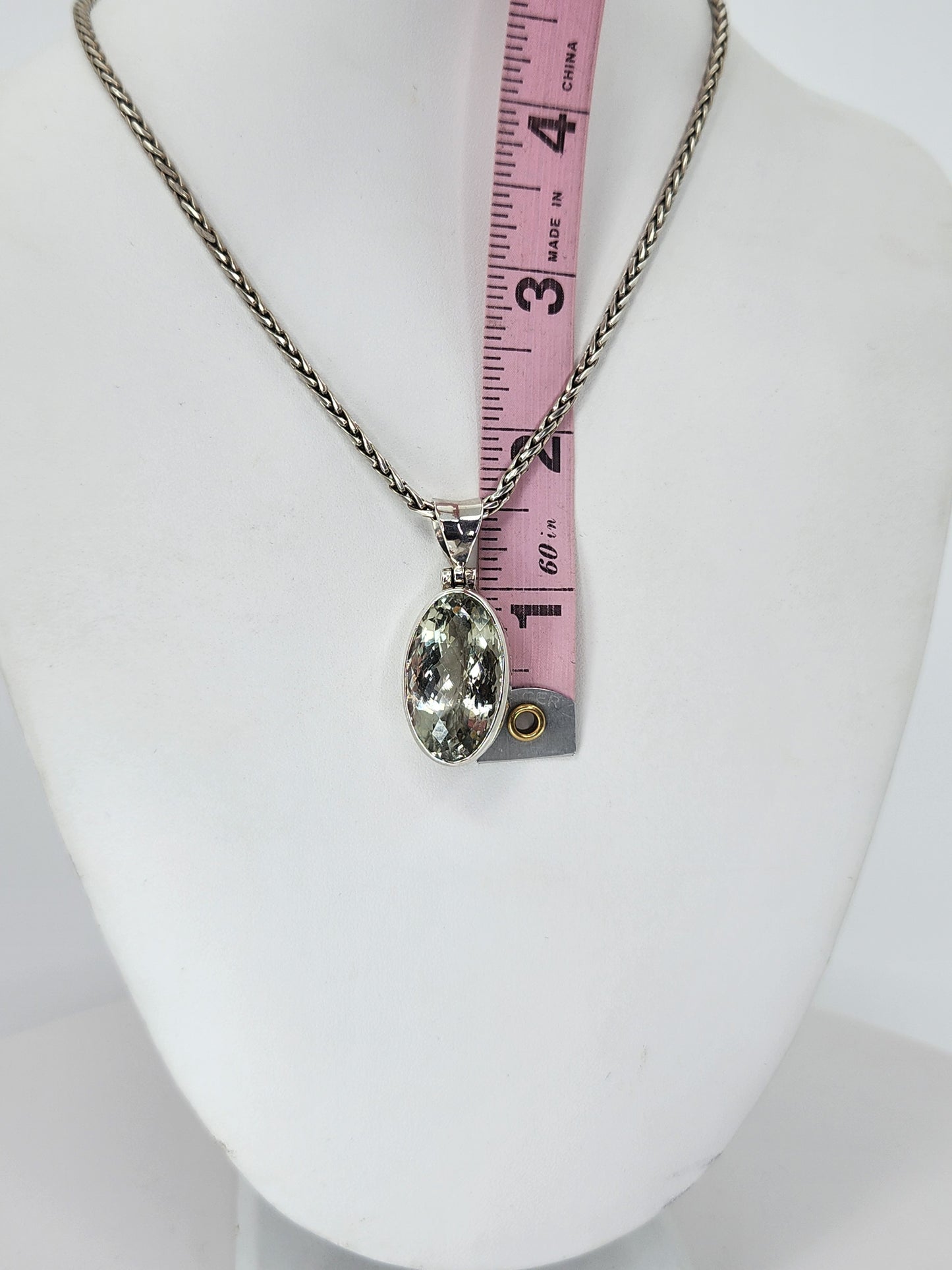 Janice Carson - Green Amethyst Pendant With Sterling Silver Necklace
