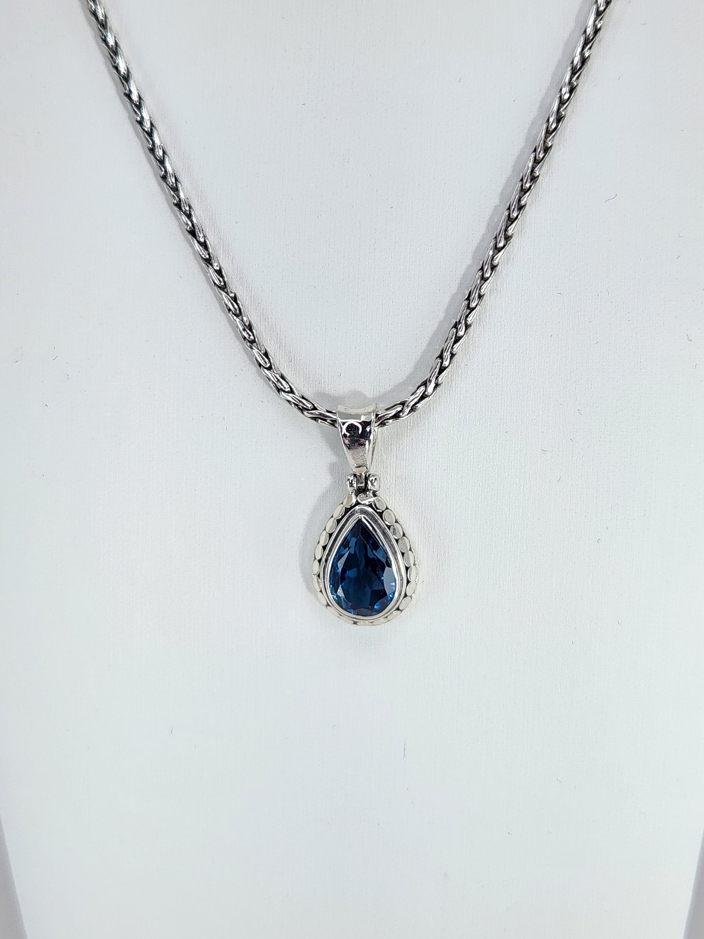 Janice Carson - London Blue Topaz Small Teardrop Necklace With Sterling Silver Chain