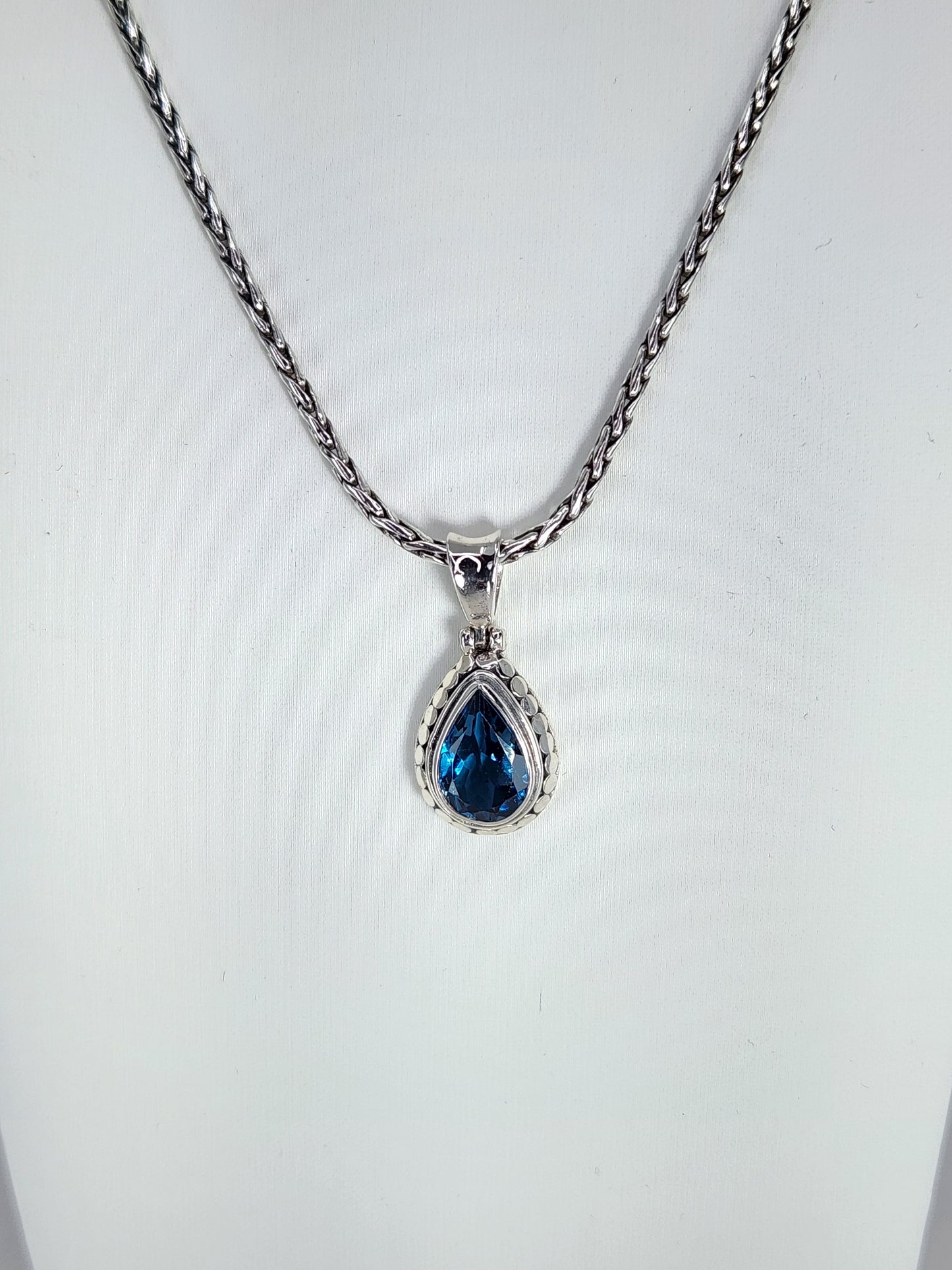 Janice Carson - London Blue Topaz Small Teardrop Necklace With Sterling Silver Chain