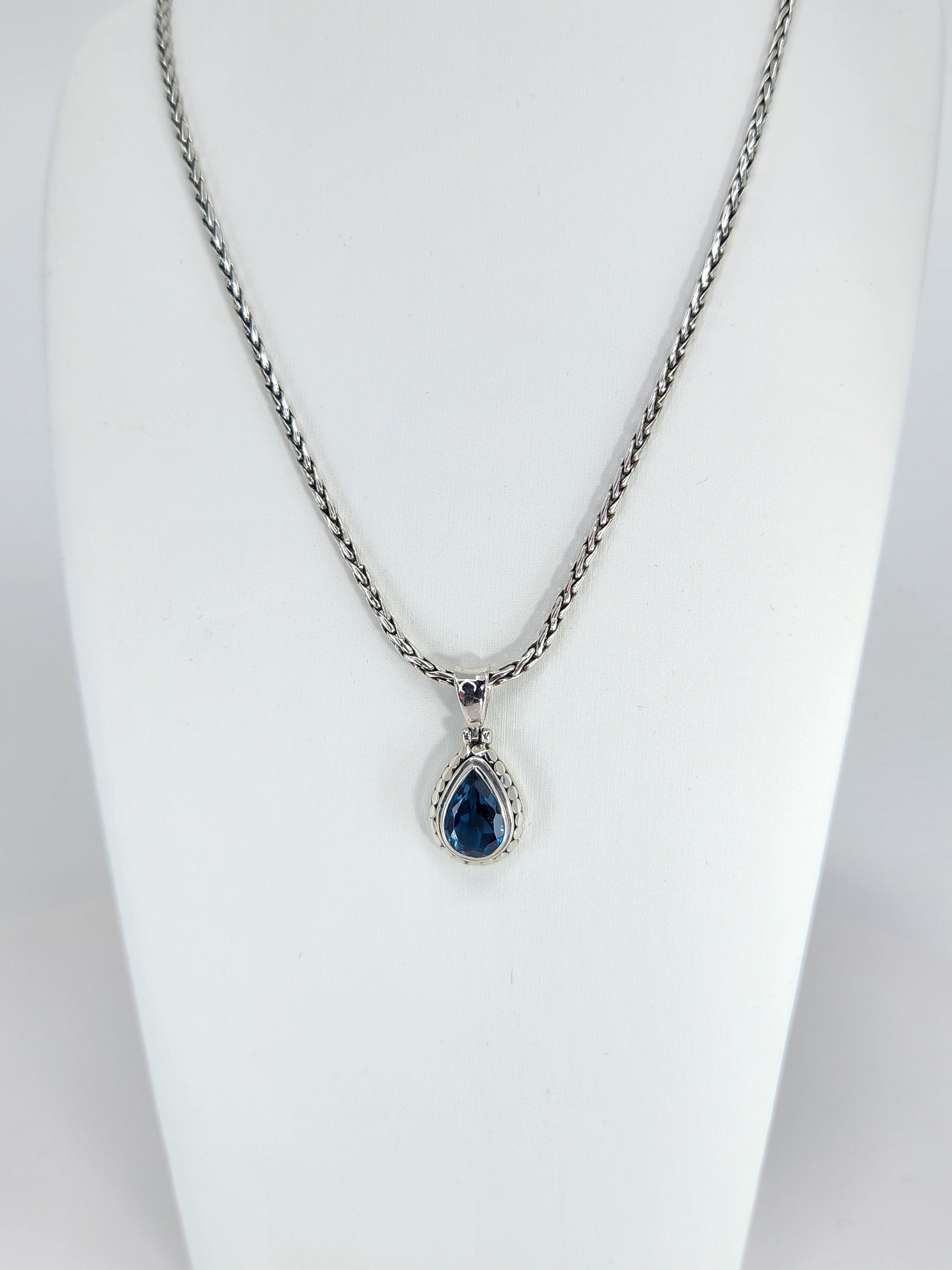 Janice Carson - London Blue Topaz Small Teardrop Necklace With Sterling Silver Chain