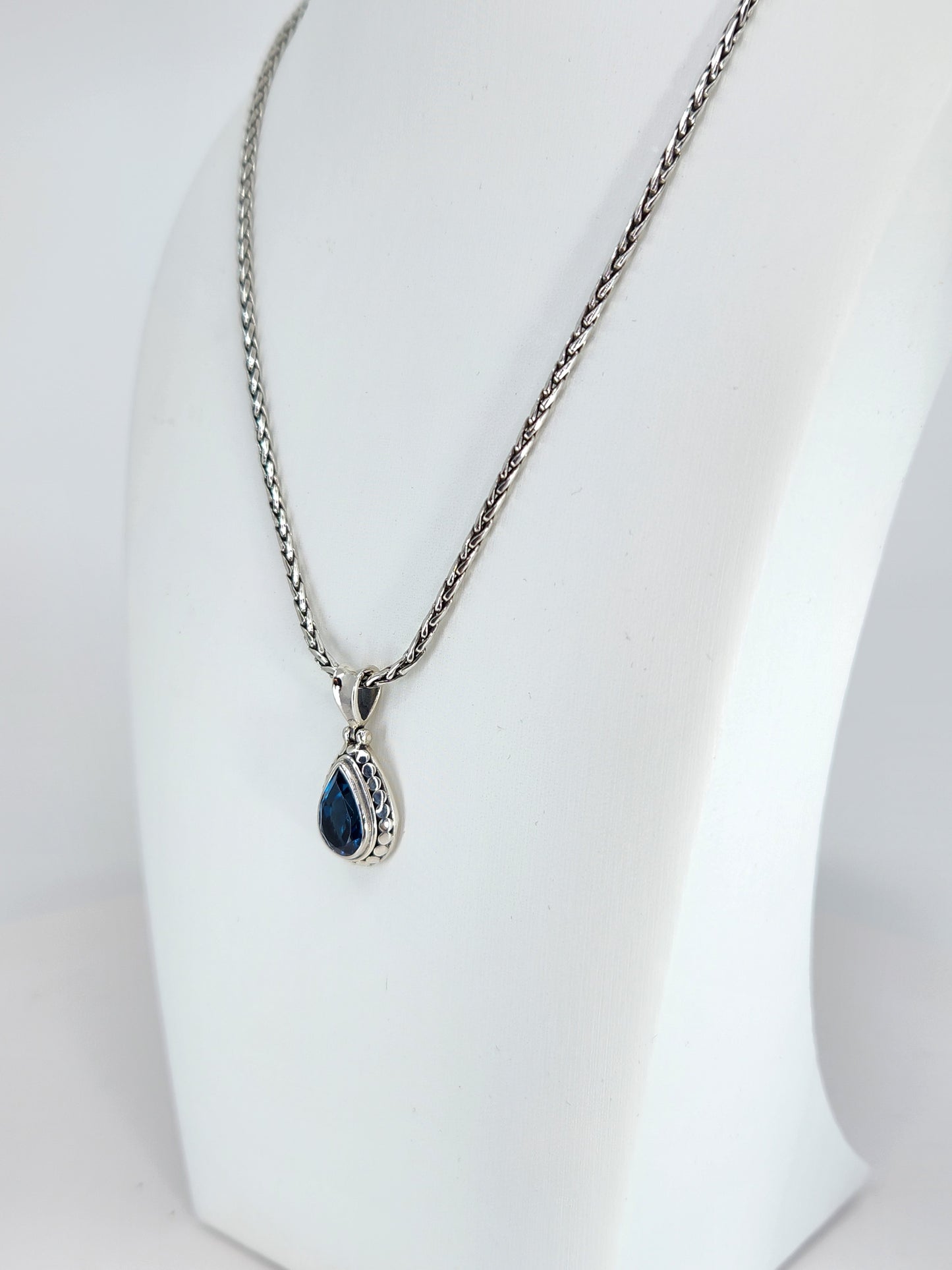 Janice Carson - London Blue Topaz Small Teardrop Necklace With Sterling Silver Chain