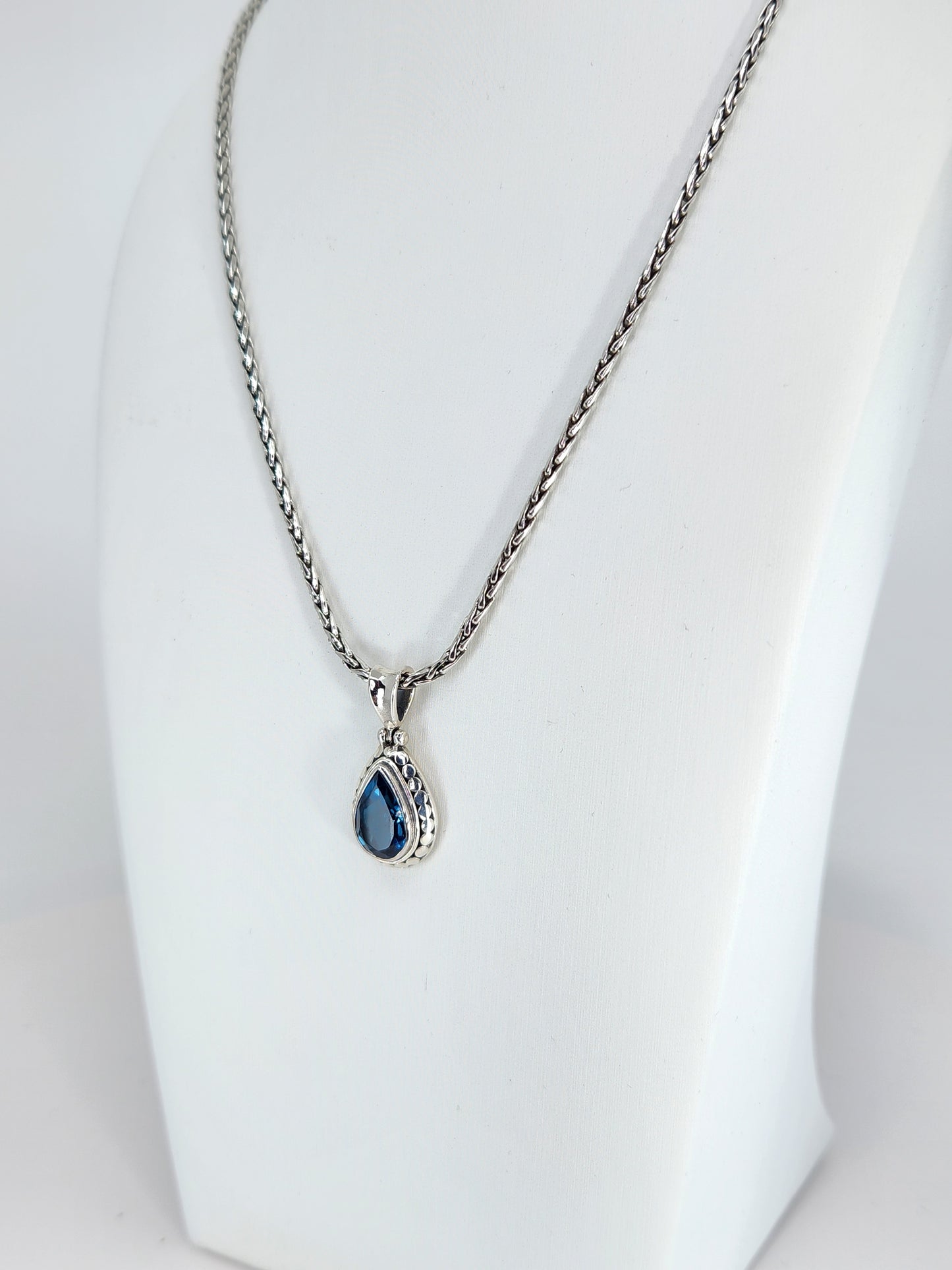 Janice Carson - London Blue Topaz Small Teardrop Necklace With Sterling Silver Chain