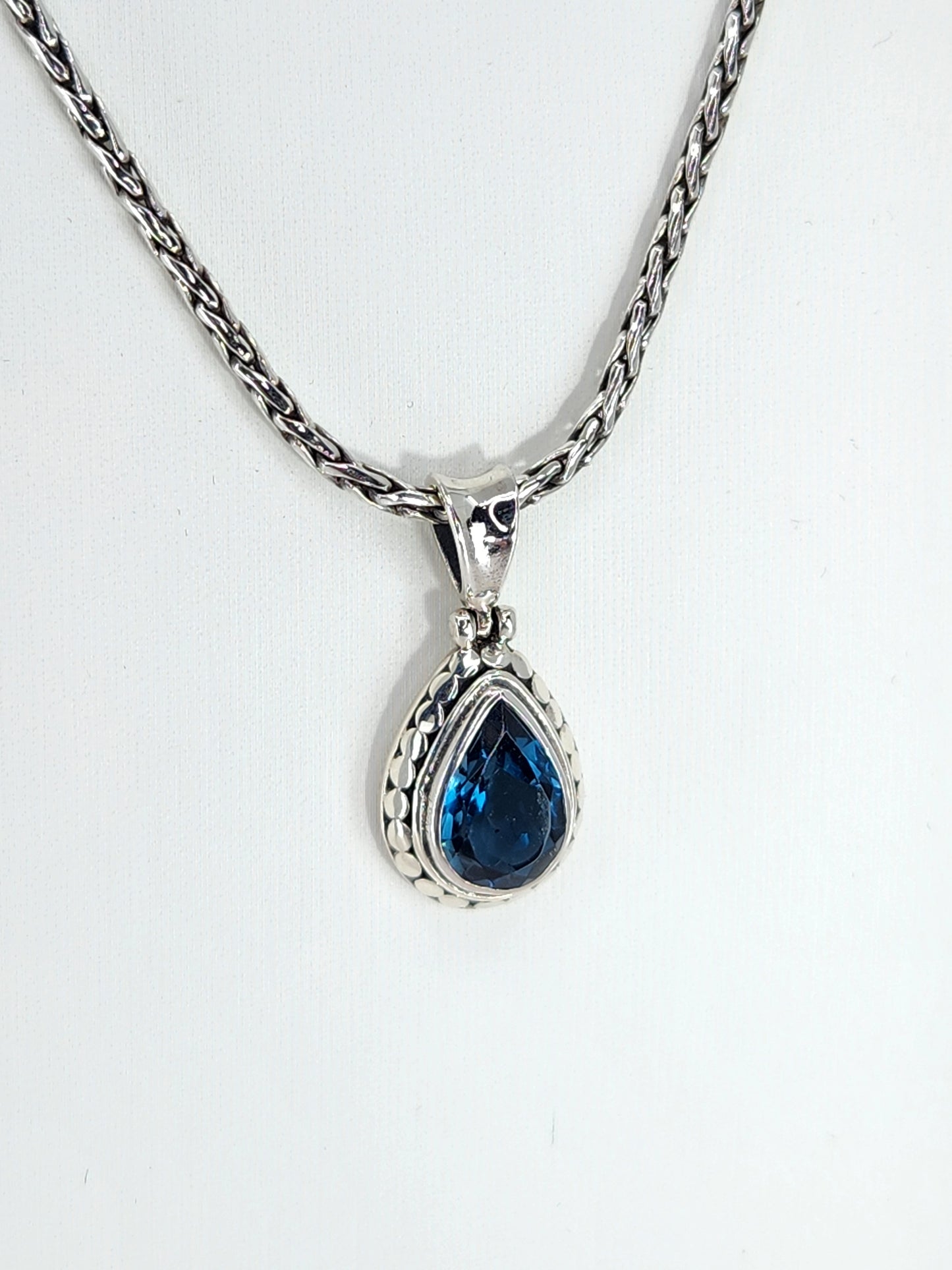 Janice Carson - London Blue Topaz Small Teardrop Necklace With Sterling Silver Chain