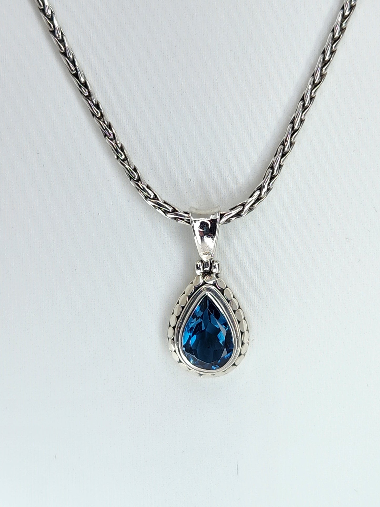 Janice Carson - London Blue Topaz Small Teardrop Necklace With Sterling Silver Chain