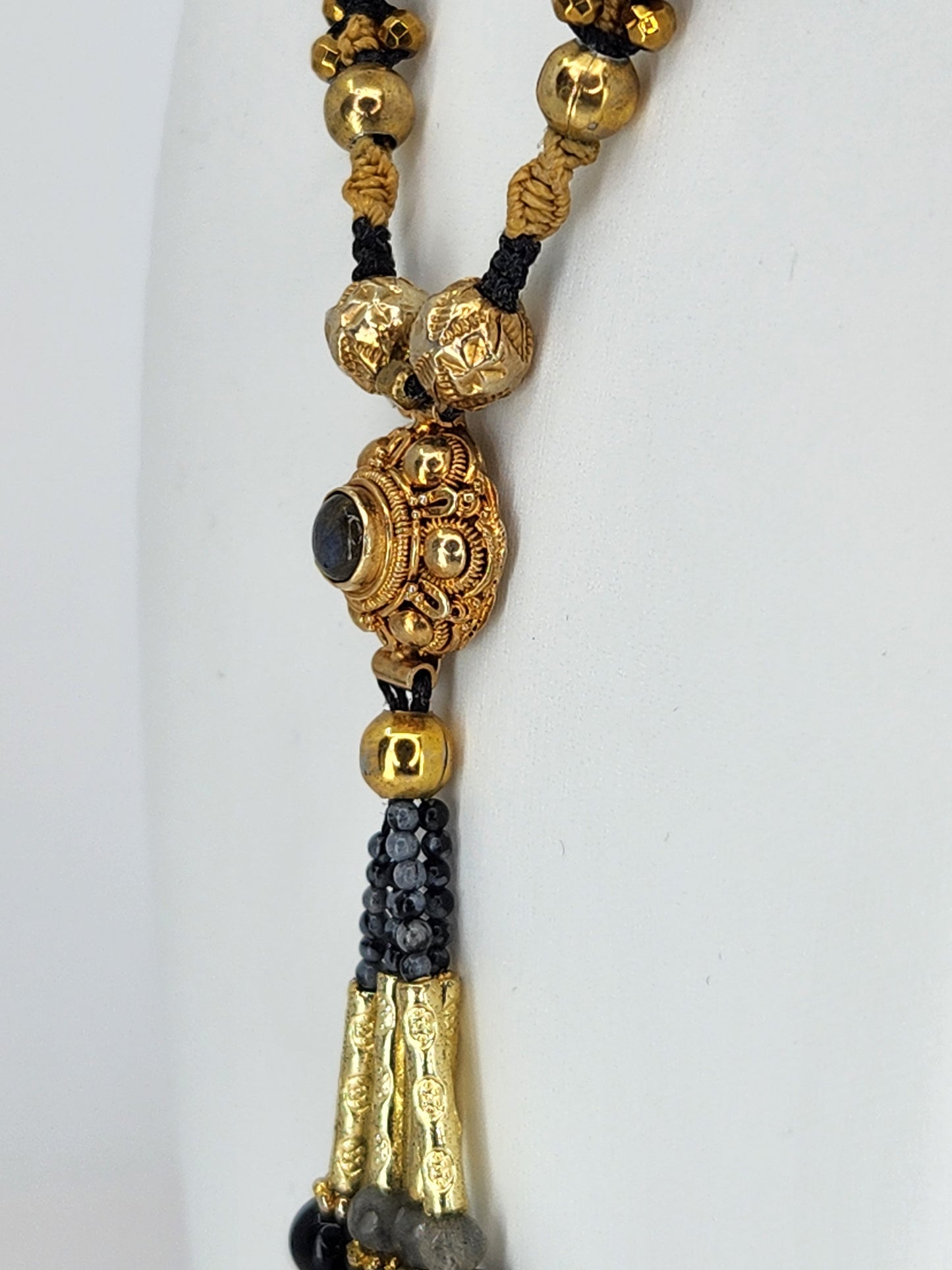 Isha Elafi - Labradorite and Black Onyx Beaded Tassel