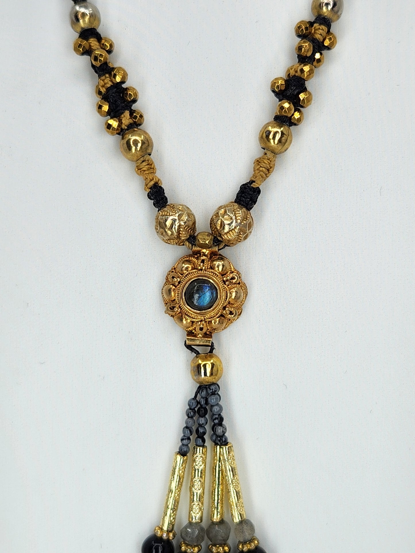 Isha Elafi - Labradorite and Black Onyx Beaded Tassel