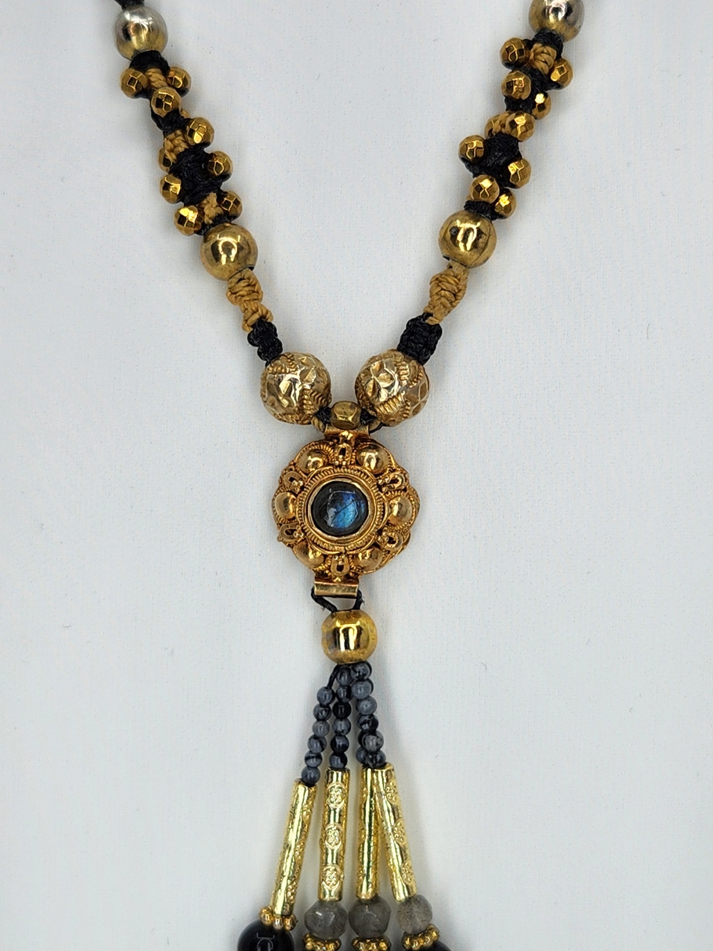 Isha Elafi - Labradorite and Black Onyx Beaded Tassel