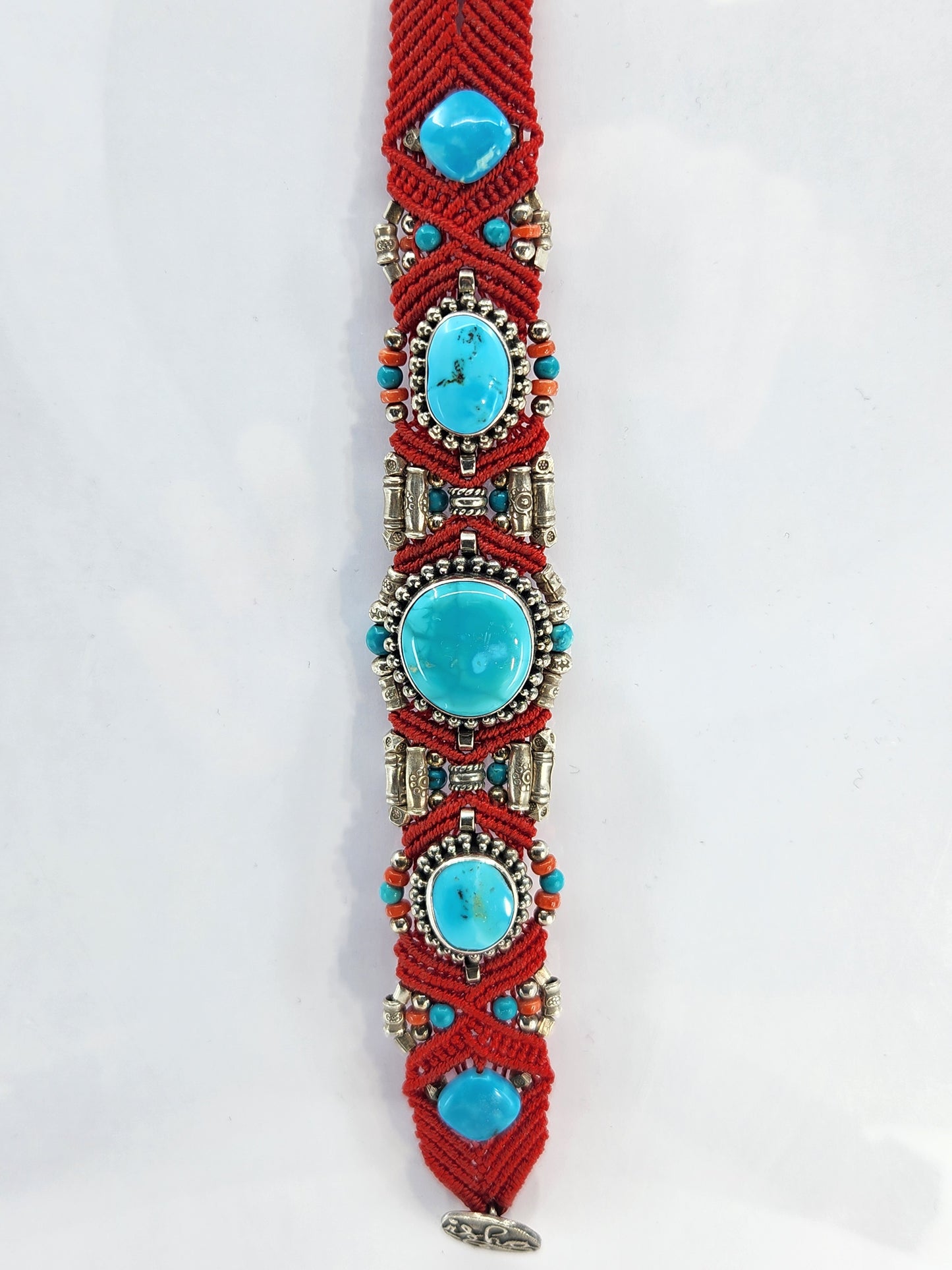 Isha Elafi - Red Knotwork Bracelet with Turquoise