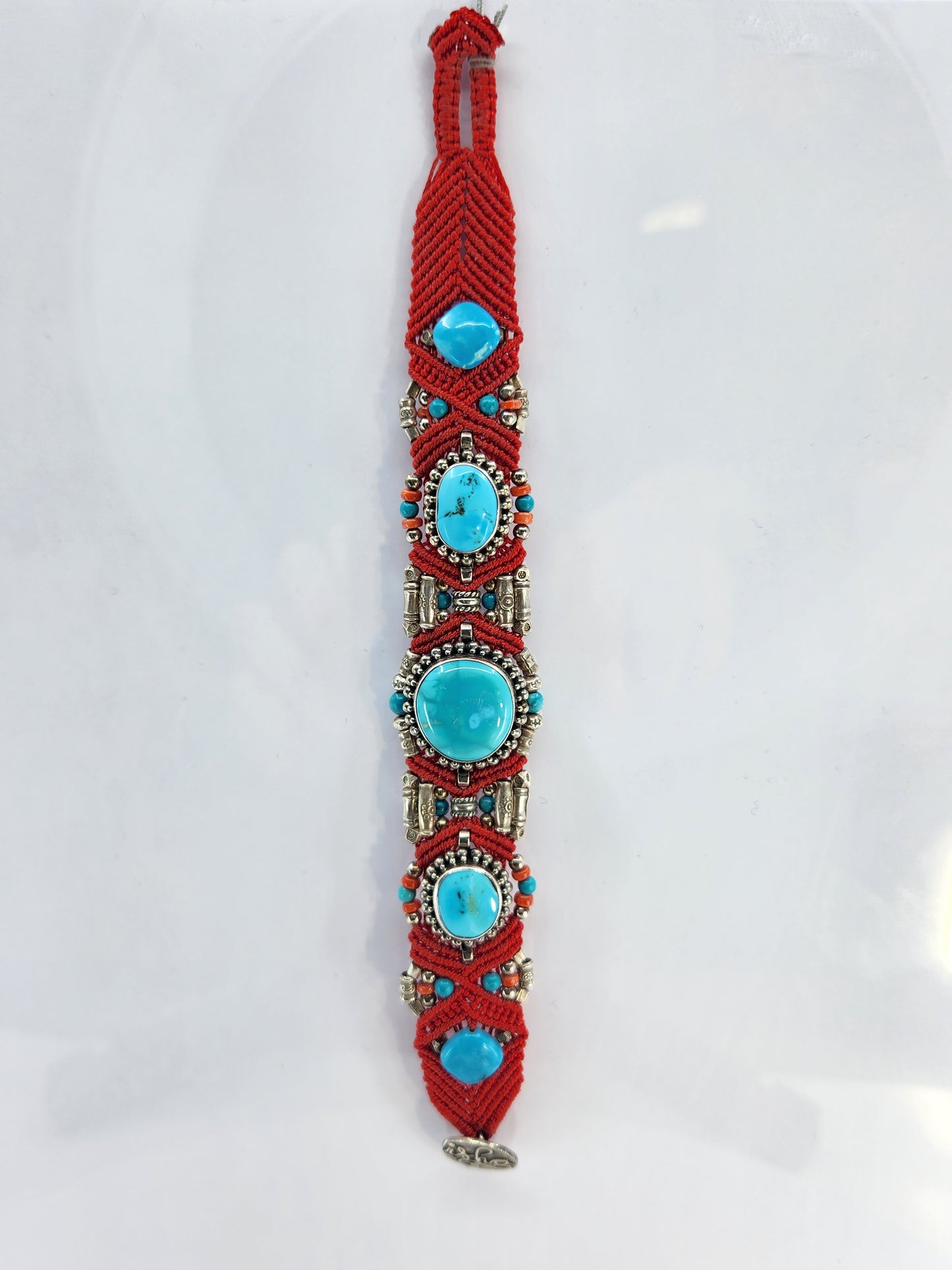 Isha Elafi - Red Knotwork Bracelet with Turquoise