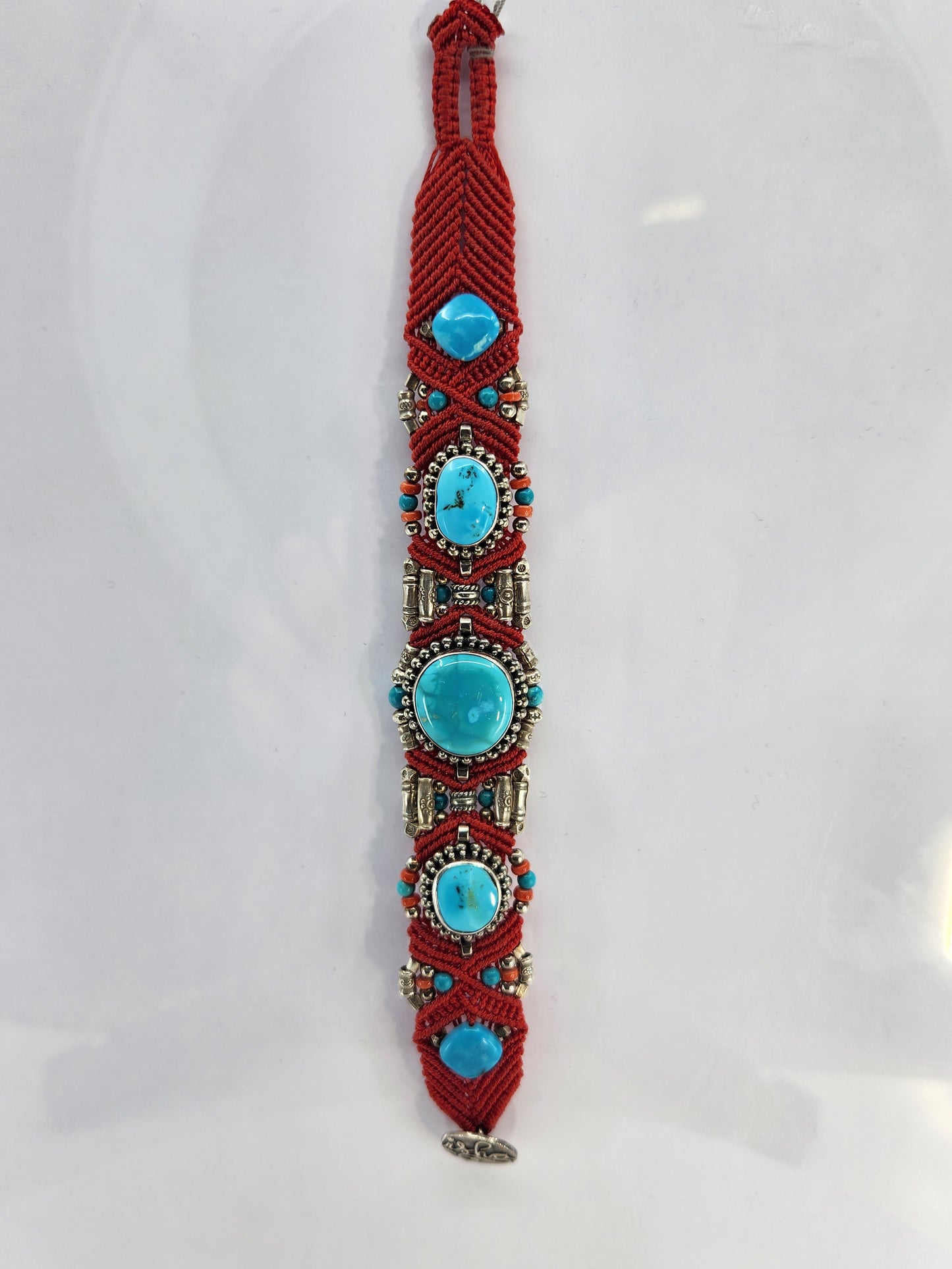 Isha Elafi - Red Knotwork Bracelet with Turquoise