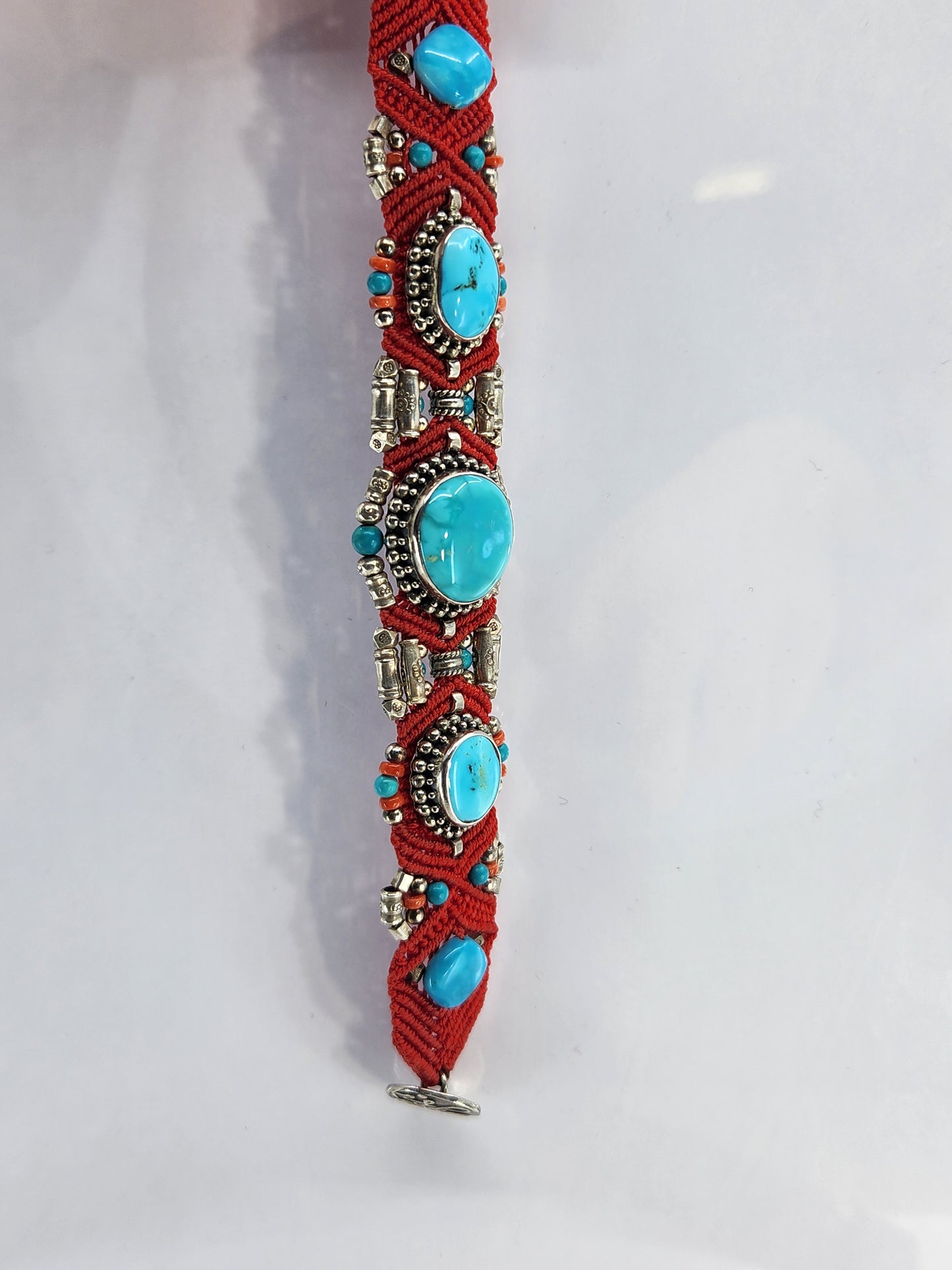 Isha Elafi - Red Knotwork Bracelet with Turquoise