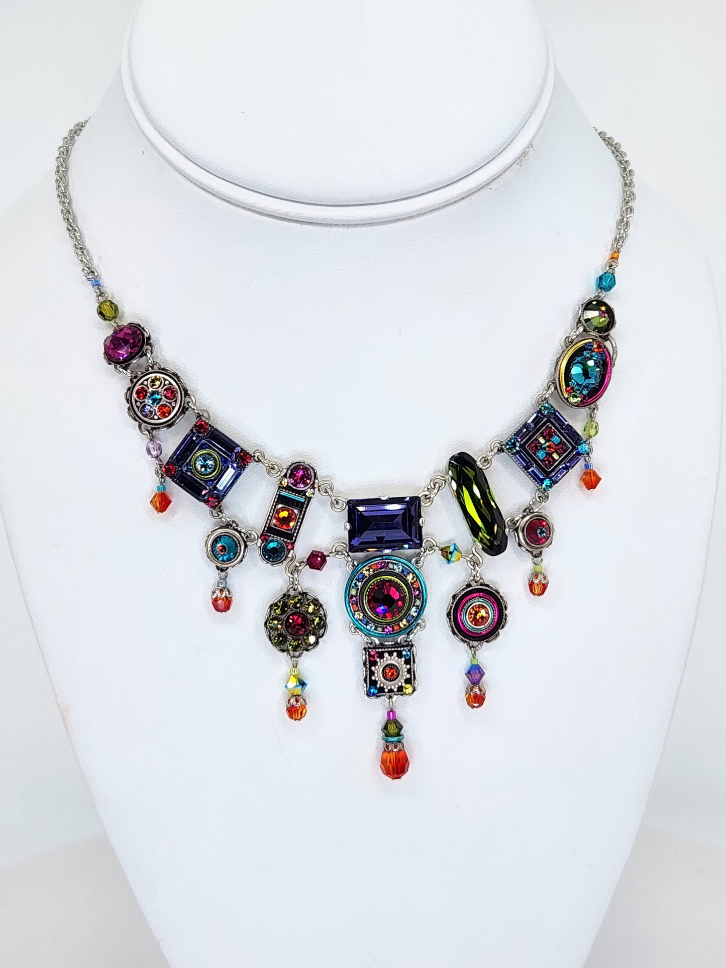 Firefly - Multi-Color Chandelier Necklace with Swarovski Crystals