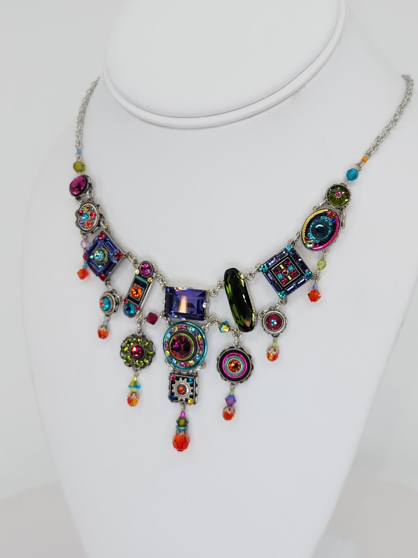 Firefly - Multi-Color Chandelier Necklace with Swarovski Crystals