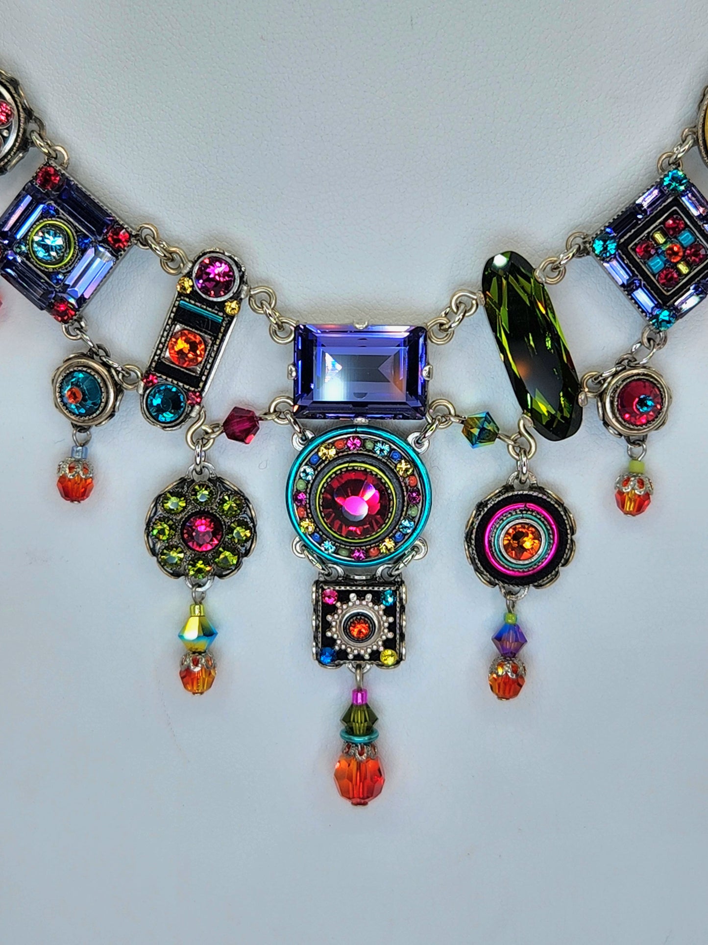 Firefly - Multi-Color Chandelier Necklace with Swarovski Crystals