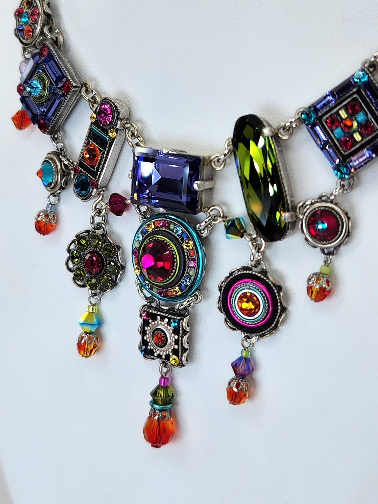 Firefly - Multi-Color Chandelier Necklace with Swarovski Crystals