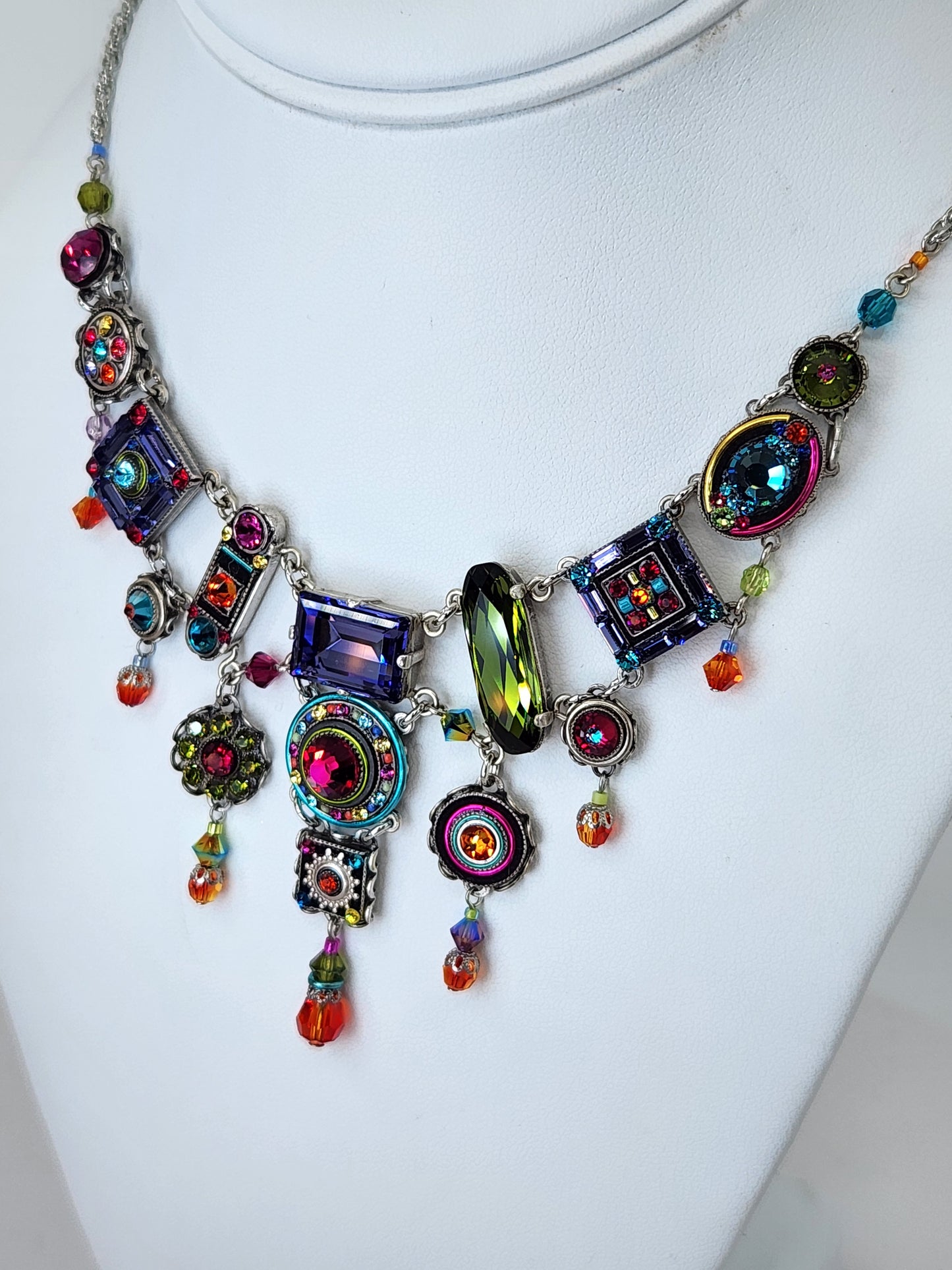 Firefly - Multi-Color Chandelier Necklace with Swarovski Crystals
