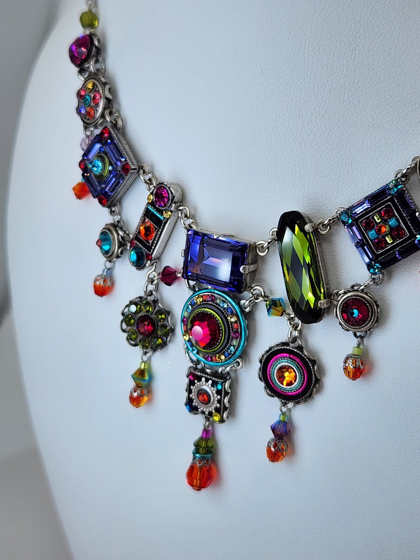 Firefly - Multi-Color Chandelier Necklace with Swarovski Crystals