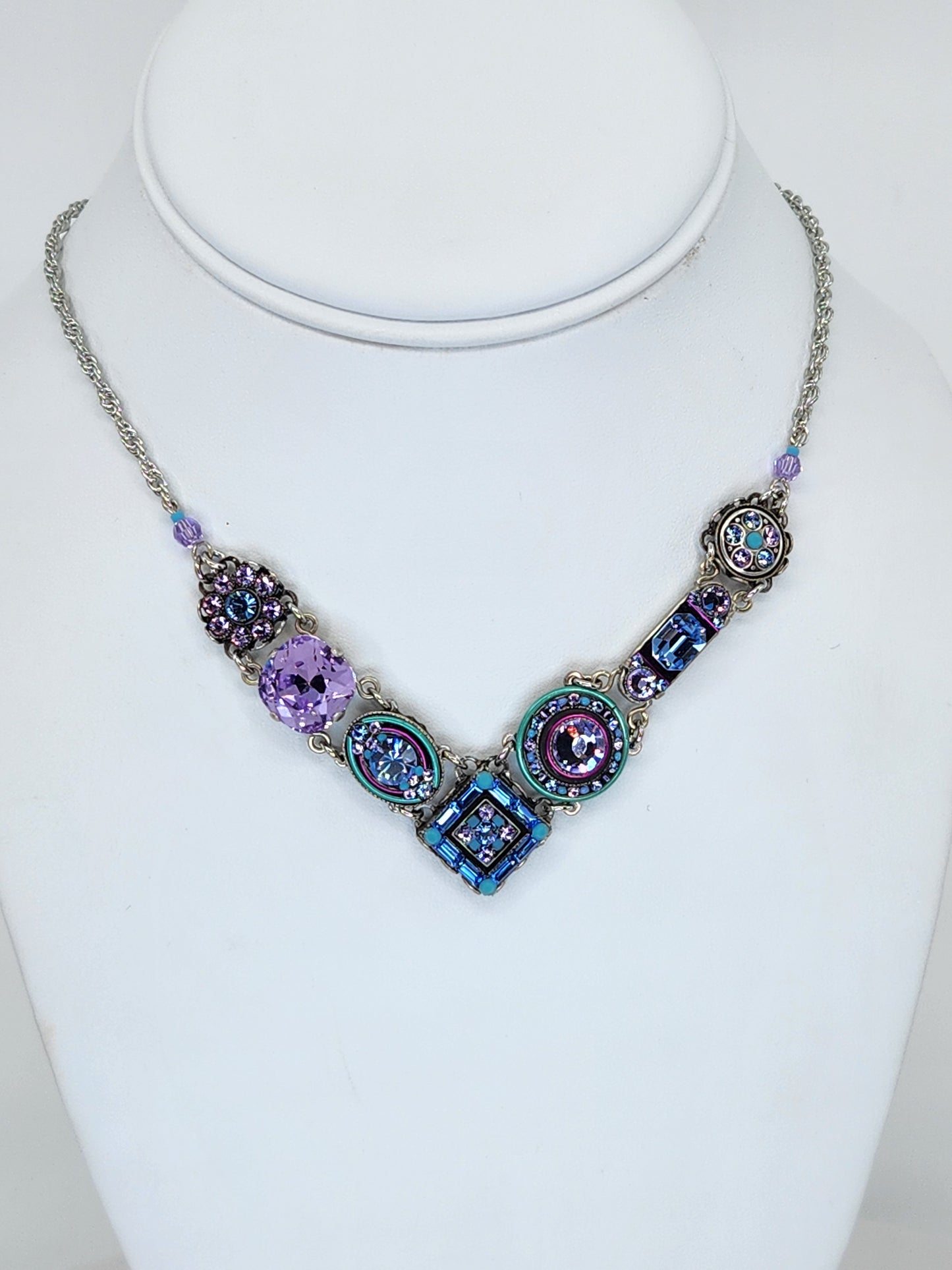 Firefly - Lavender and Blue Mosaic Necklace