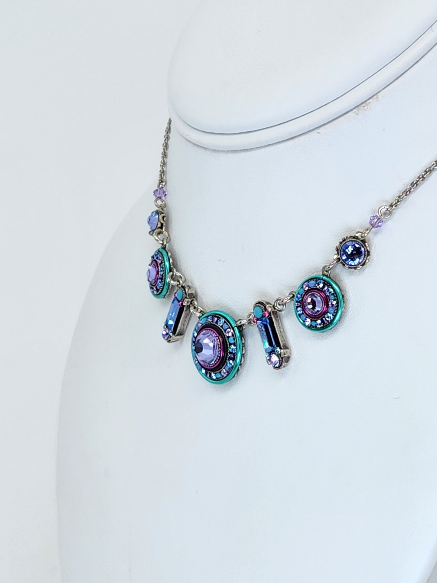 Firefly - Mosaic Necklace in Blue and Purple with Swarovski Crystals