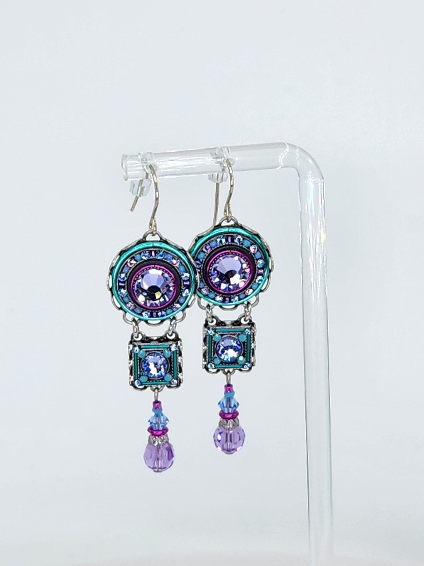 Firefly - Lavender and Blue Earrings with Swarovski Crystals