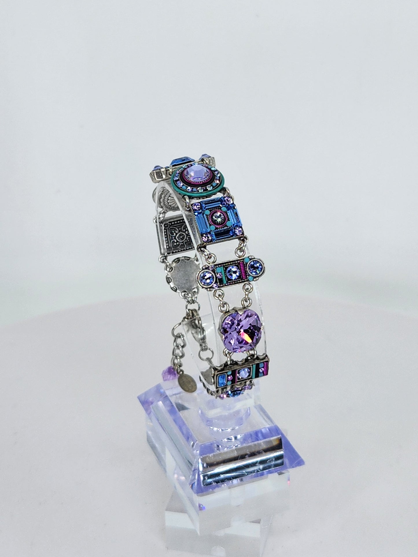 Firefly - Blue and Lavender Mosaic Bracelet with Swarovski Crystals