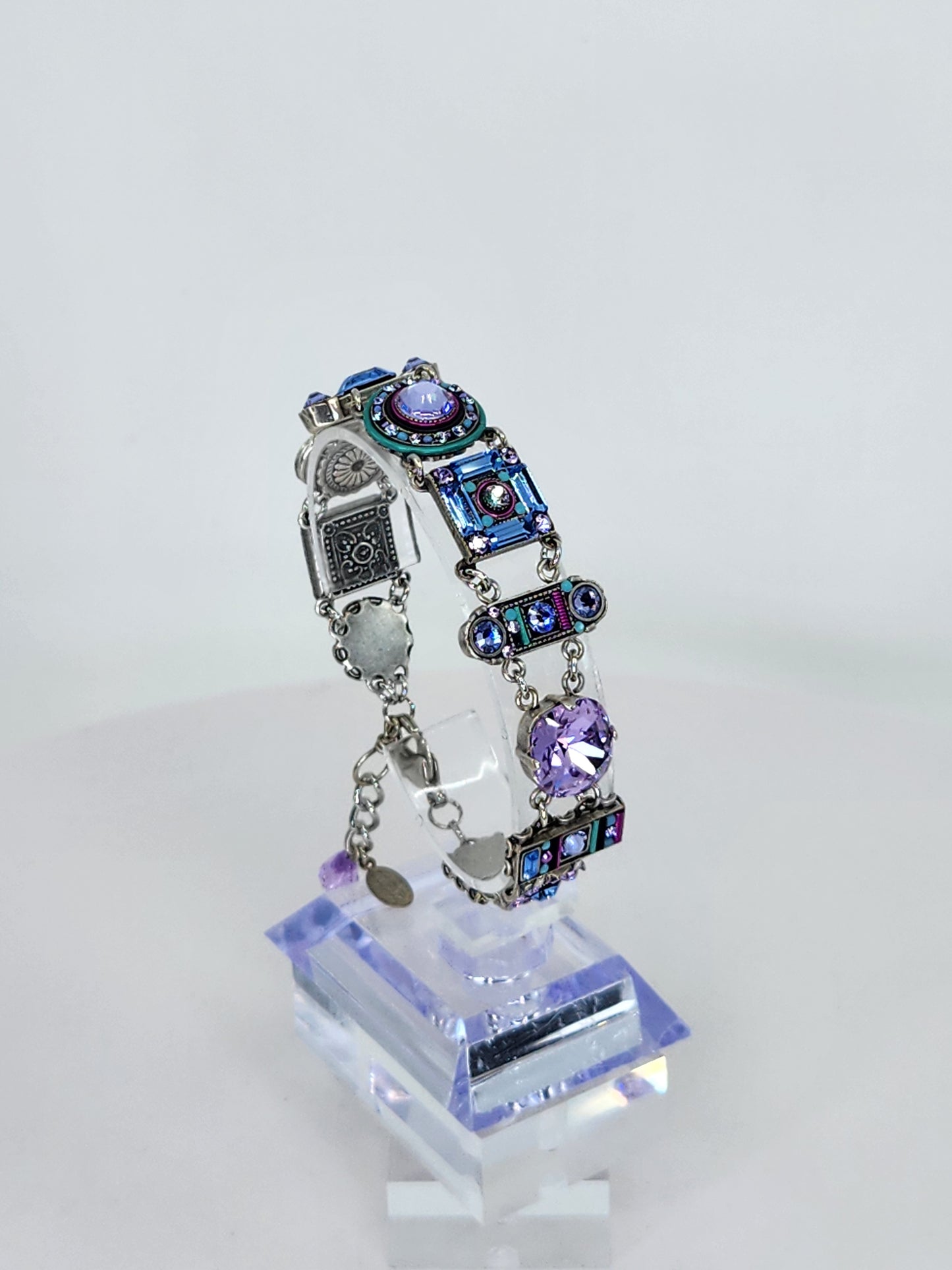 Firefly - Blue and Lavender Mosaic Bracelet with Swarovski Crystals