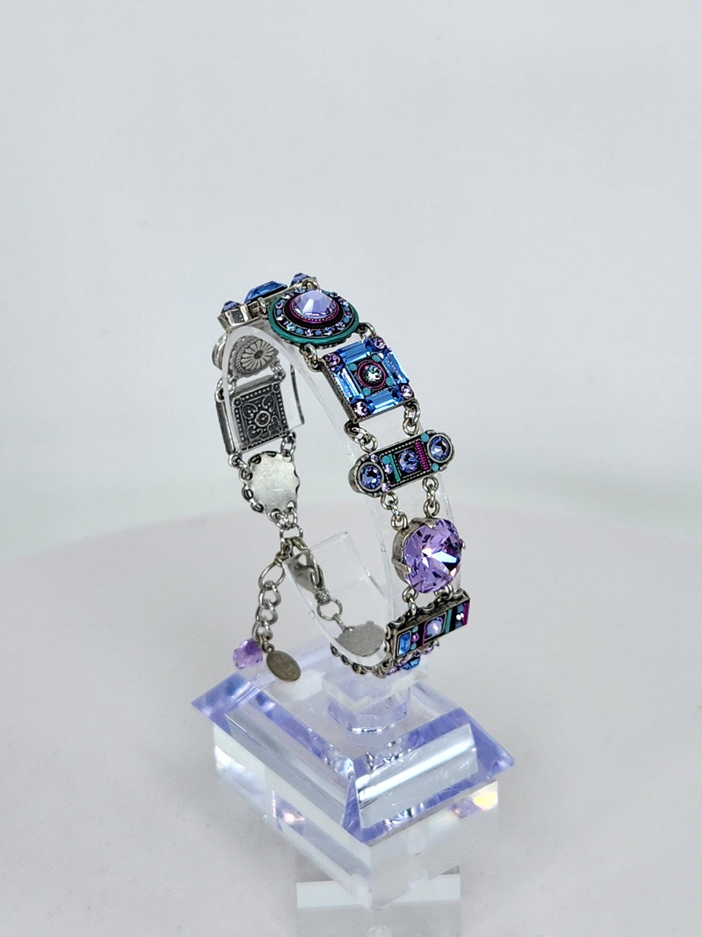 Firefly - Blue and Lavender Mosaic Bracelet with Swarovski Crystals