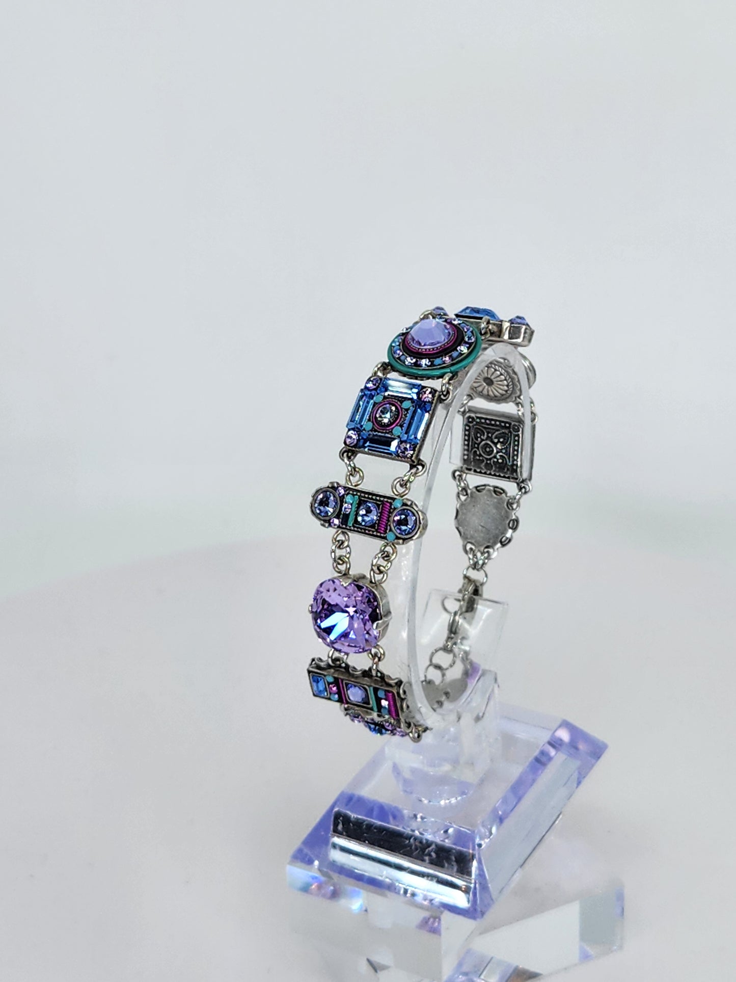 Firefly - Blue and Lavender Mosaic Bracelet with Swarovski Crystals