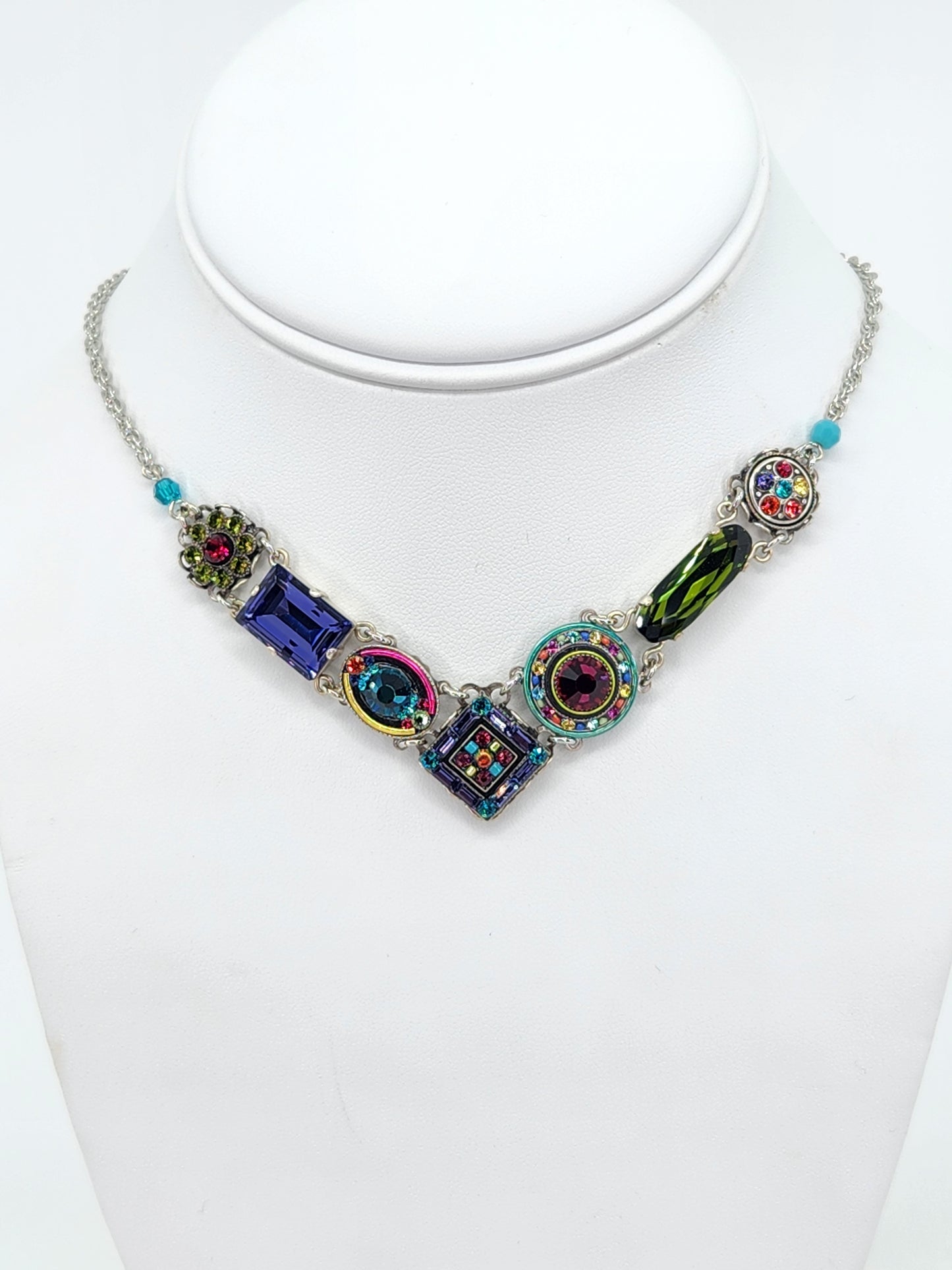 Firefly - Necklace with Blue, Purple, and Pink Swarovski Crystals
