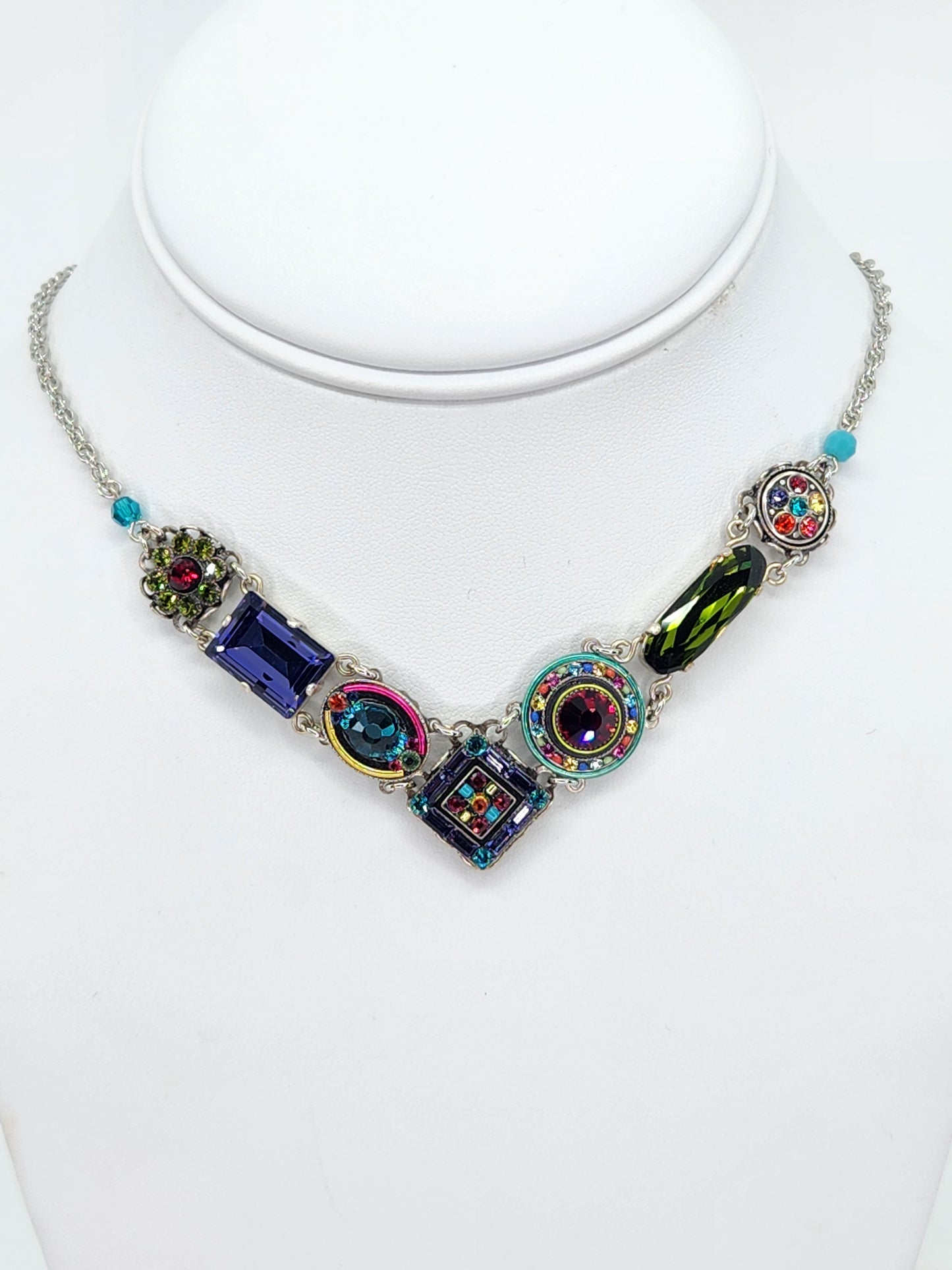 Firefly - Necklace with Blue, Purple, and Pink Swarovski Crystals