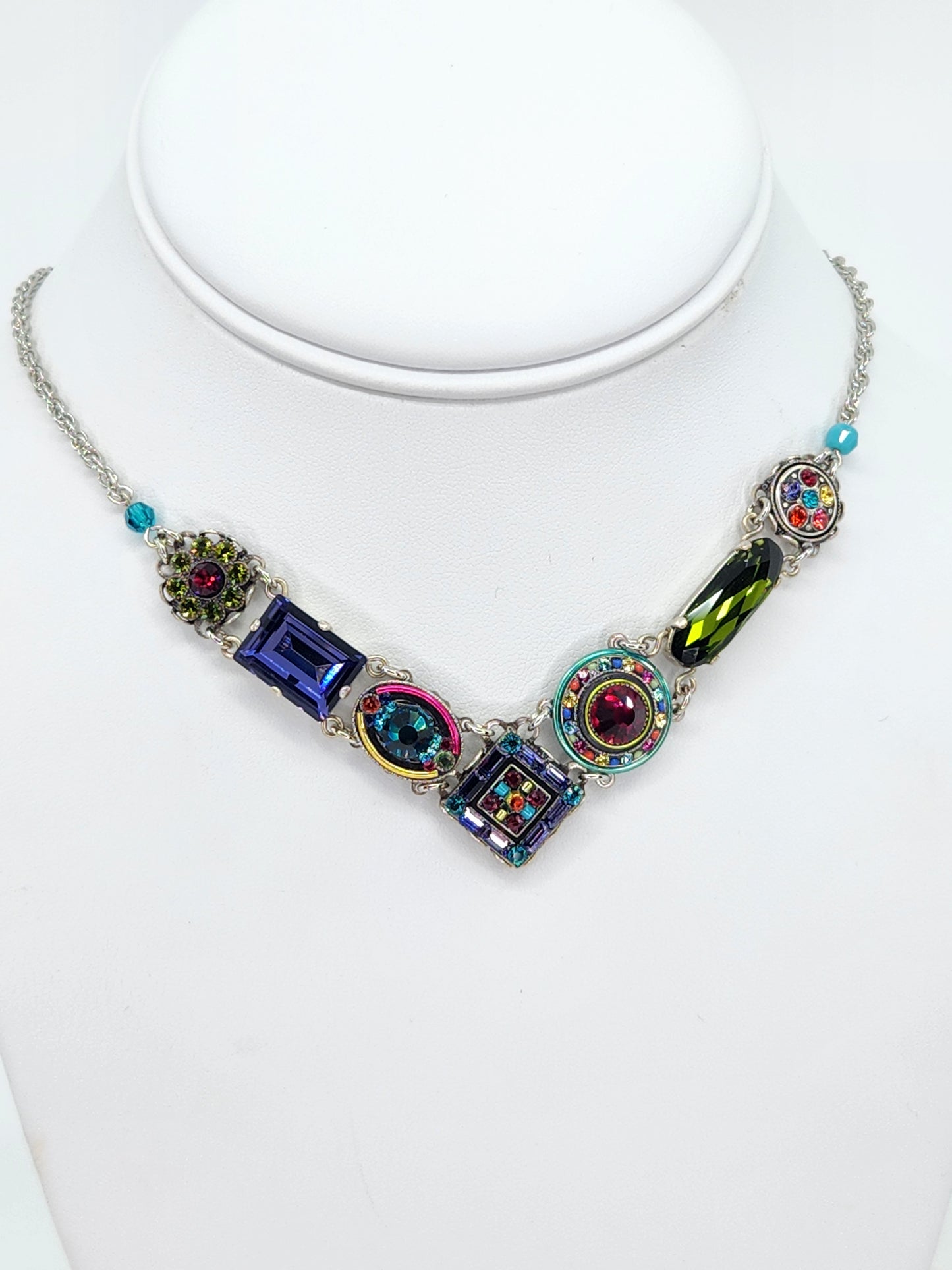 Firefly - Necklace with Blue, Purple, and Pink Swarovski Crystals