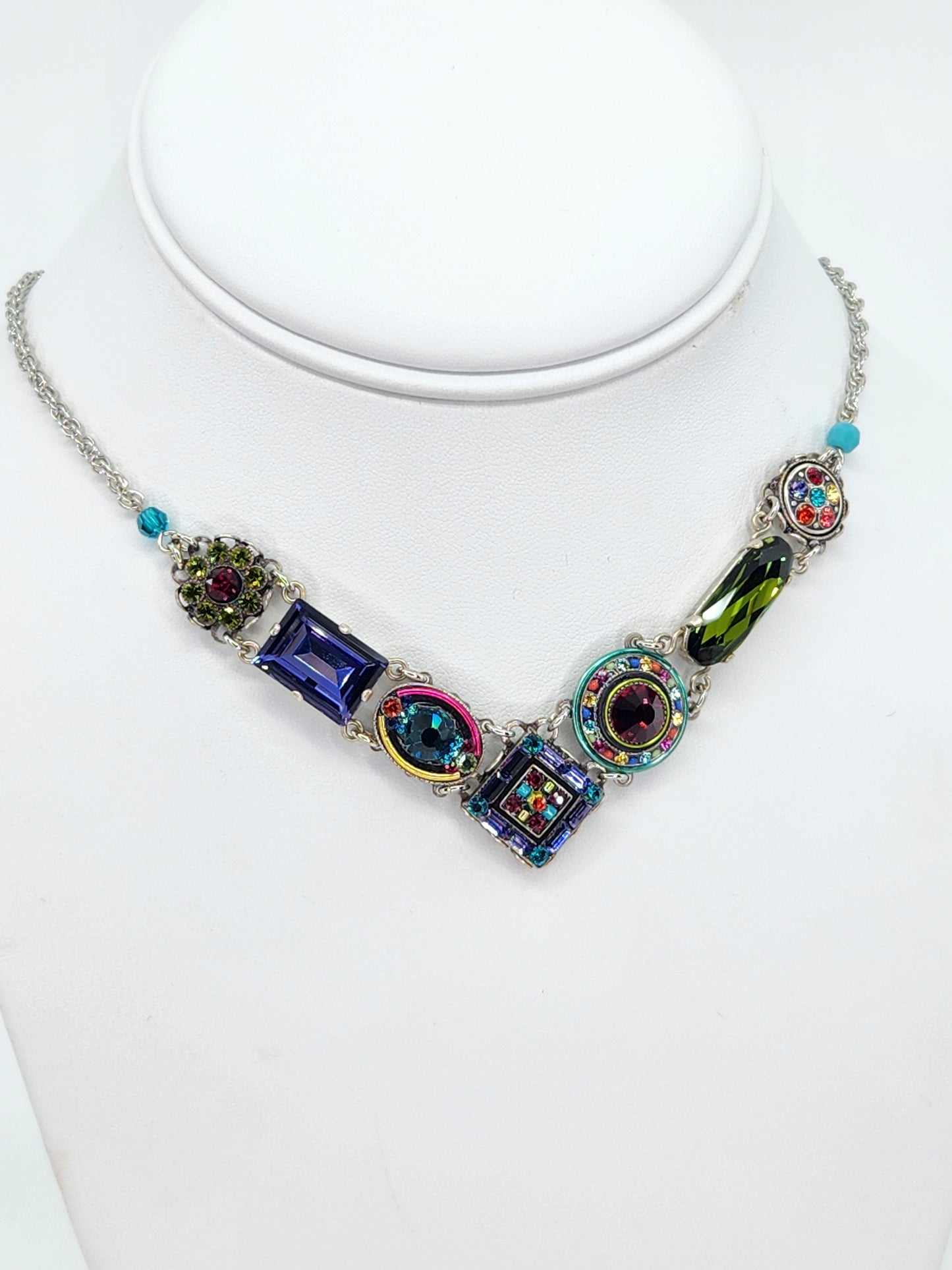 Firefly - Necklace with Blue, Purple, and Pink Swarovski Crystals