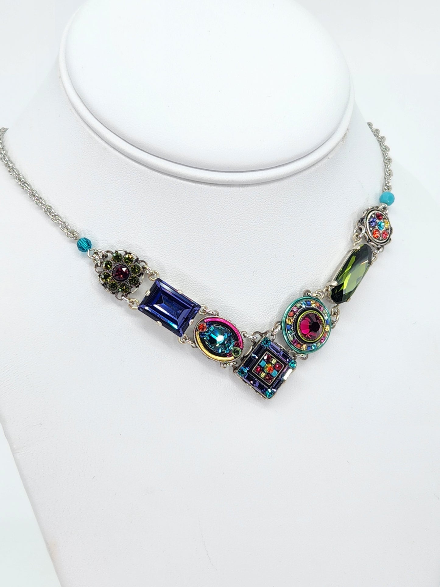 Firefly - Necklace with Blue, Purple, and Pink Swarovski Crystals