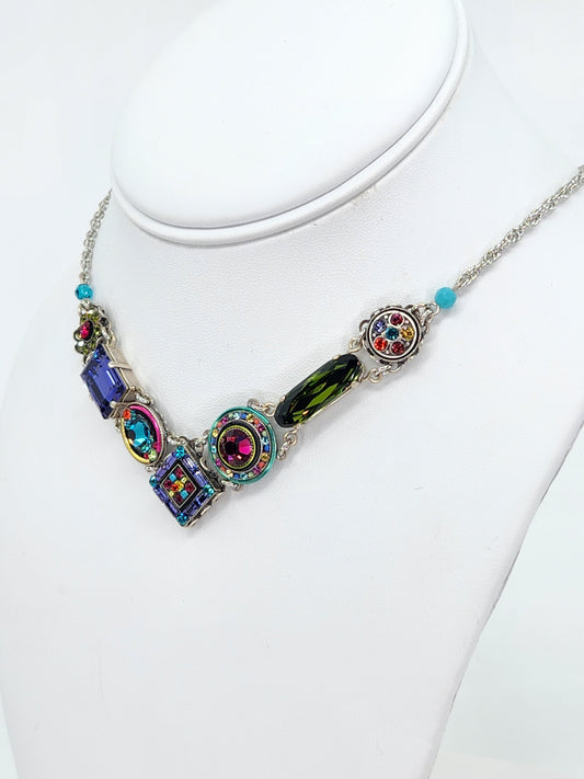 Firefly - Necklace with Blue, Purple, and Pink Swarovski Crystals