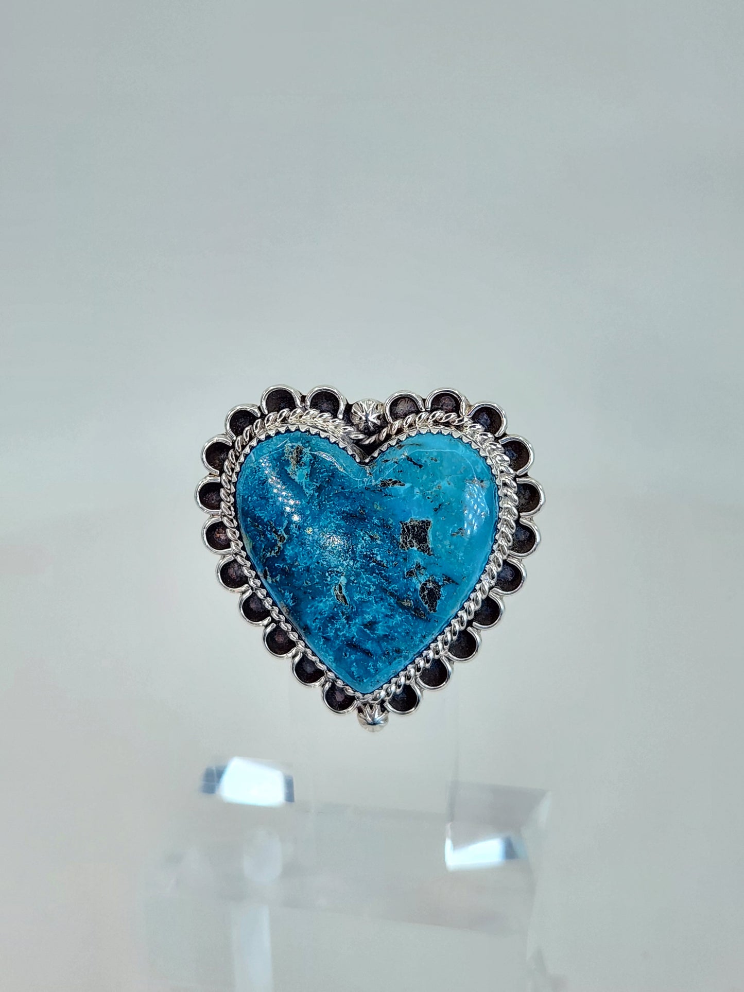 Desert Treasure: Turquoise Heart Ring Set in Sterling Silver