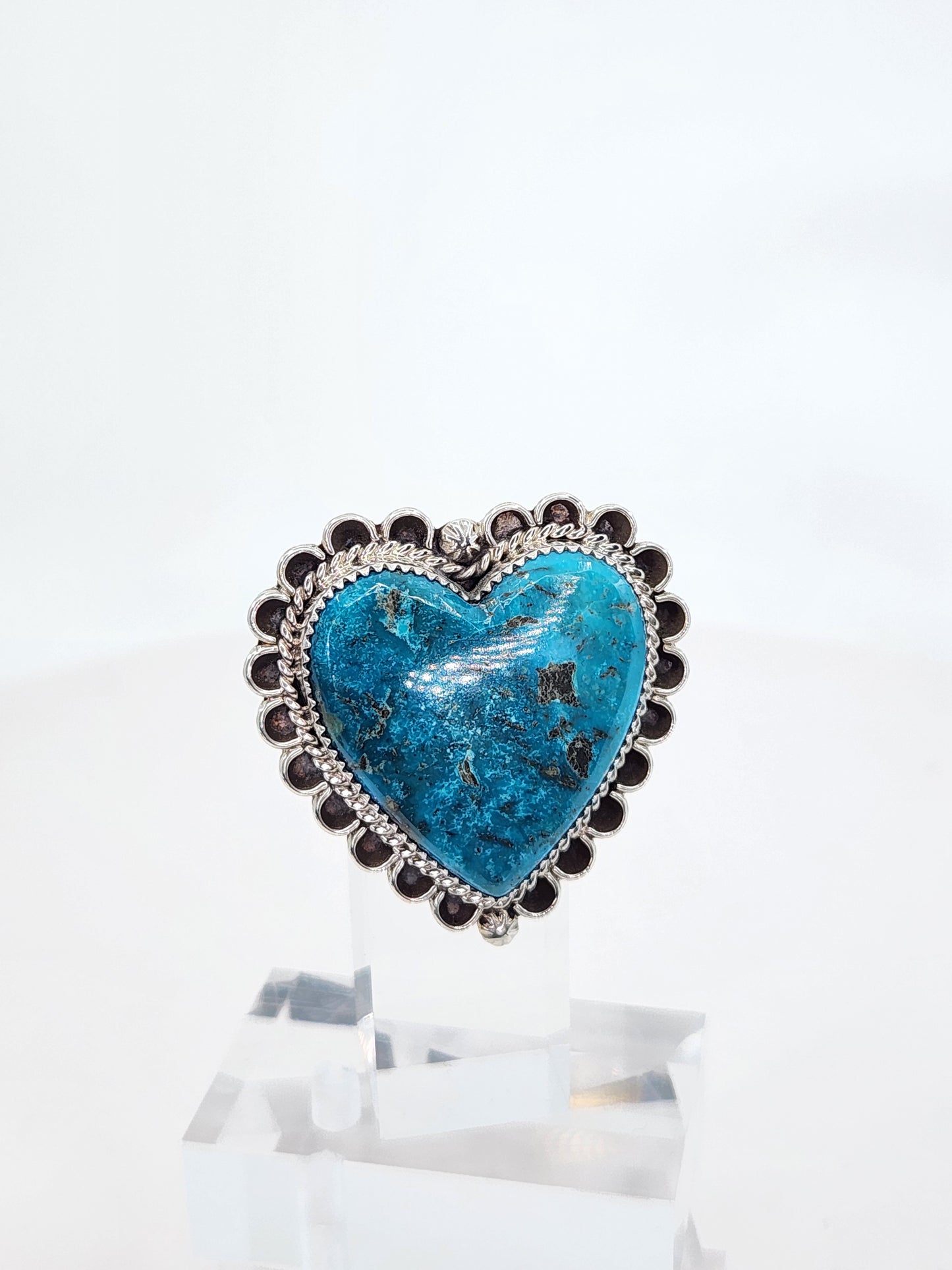 Desert Treasure: Turquoise Heart Ring Set in Sterling Silver