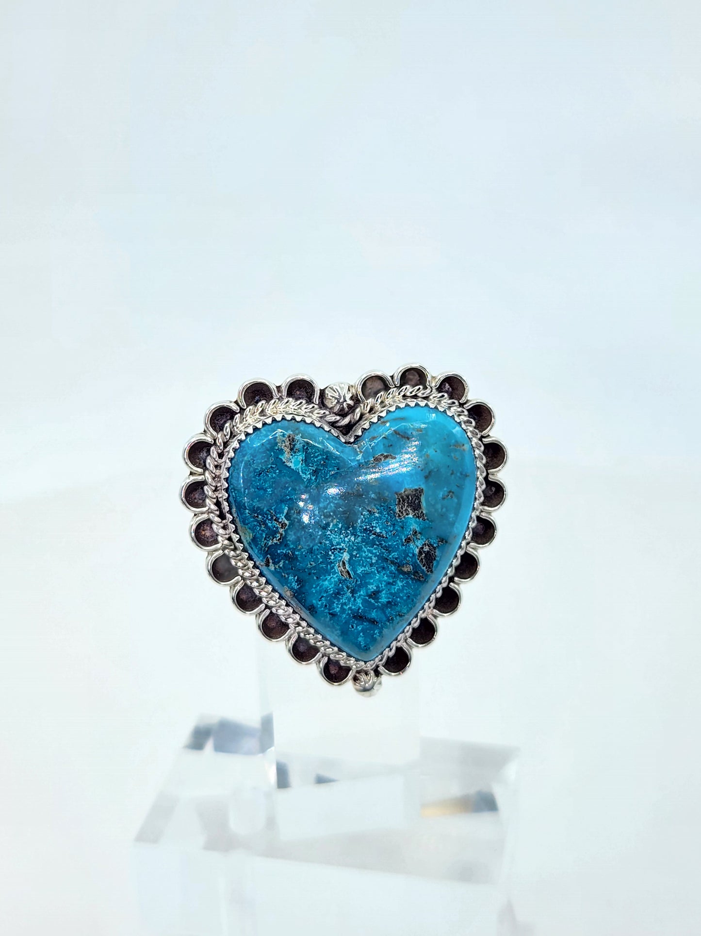 Desert Treasure: Turquoise Heart Ring Set in Sterling Silver