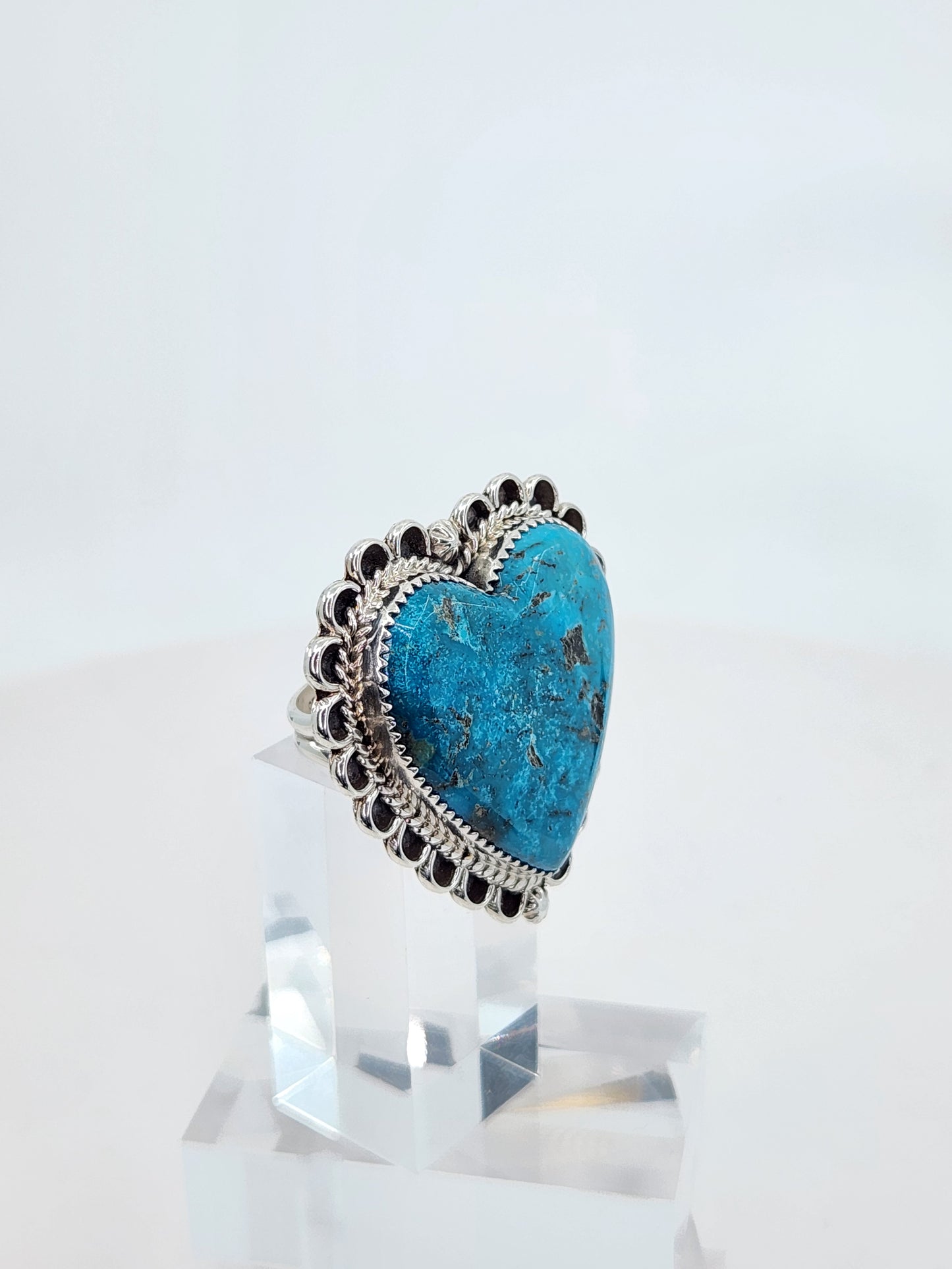 Desert Treasure: Turquoise Heart Ring Set in Sterling Silver