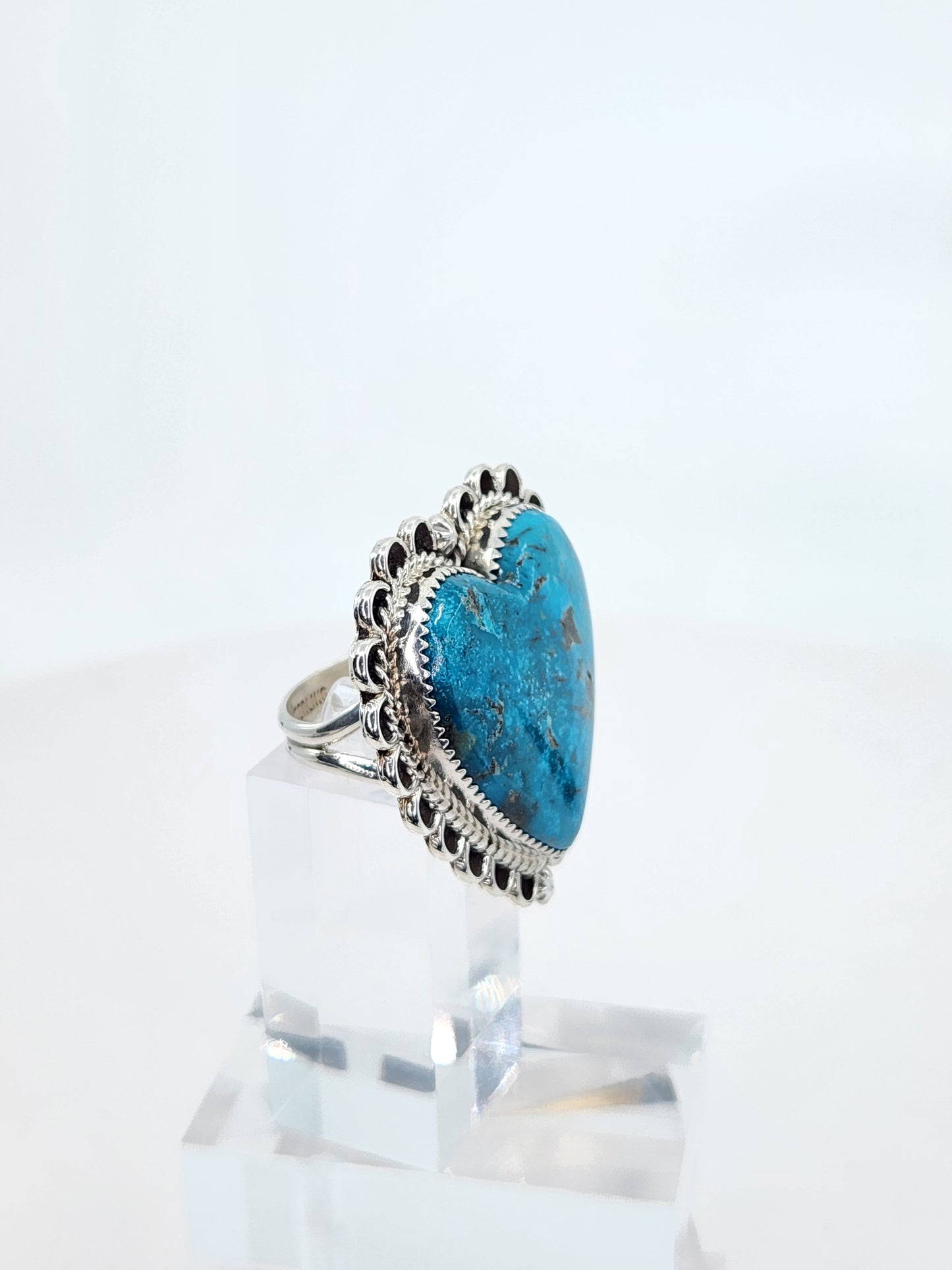 Desert Treasure: Turquoise Heart Ring Set in Sterling Silver