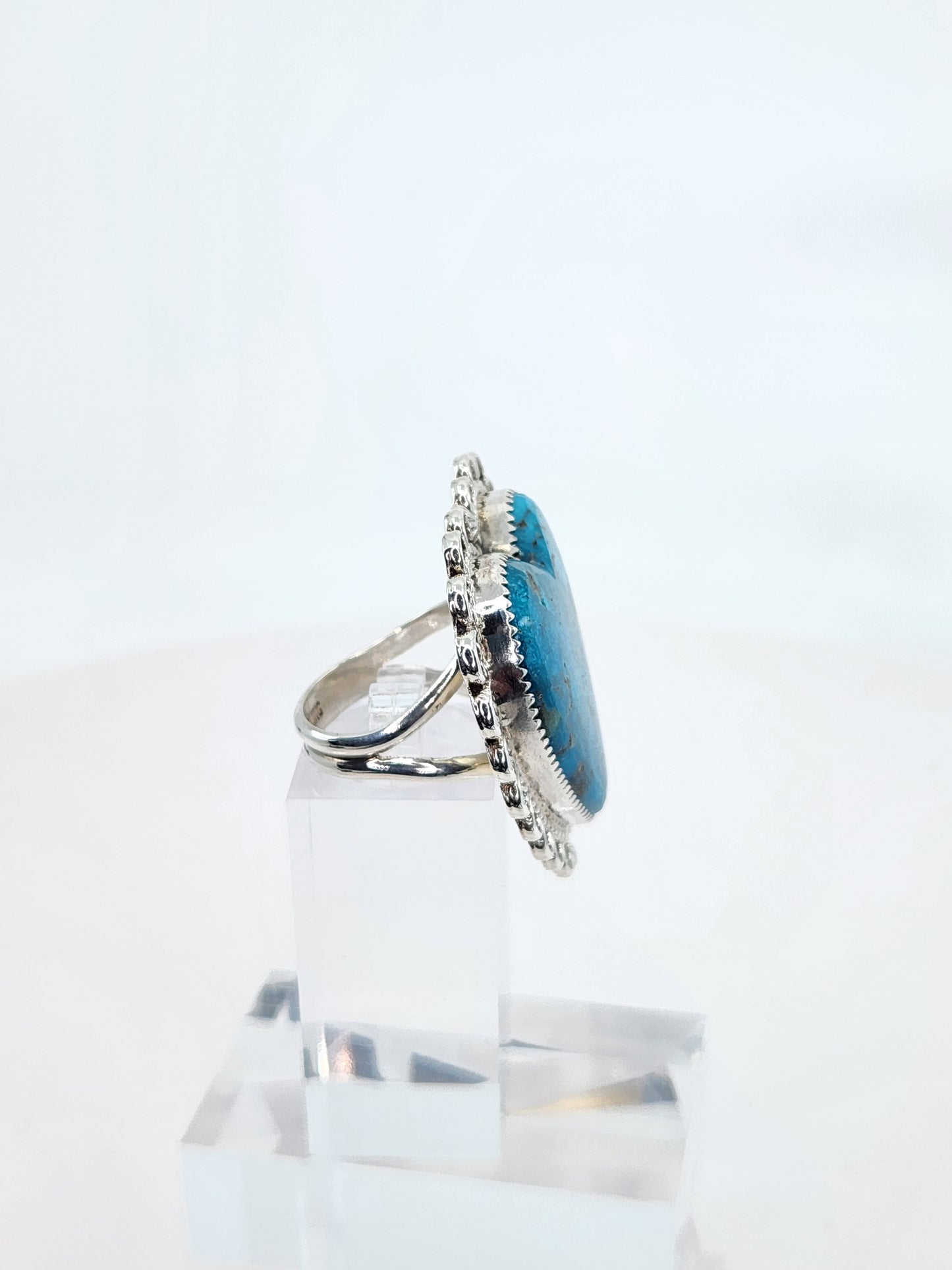 Desert Treasure: Turquoise Heart Ring Set in Sterling Silver
