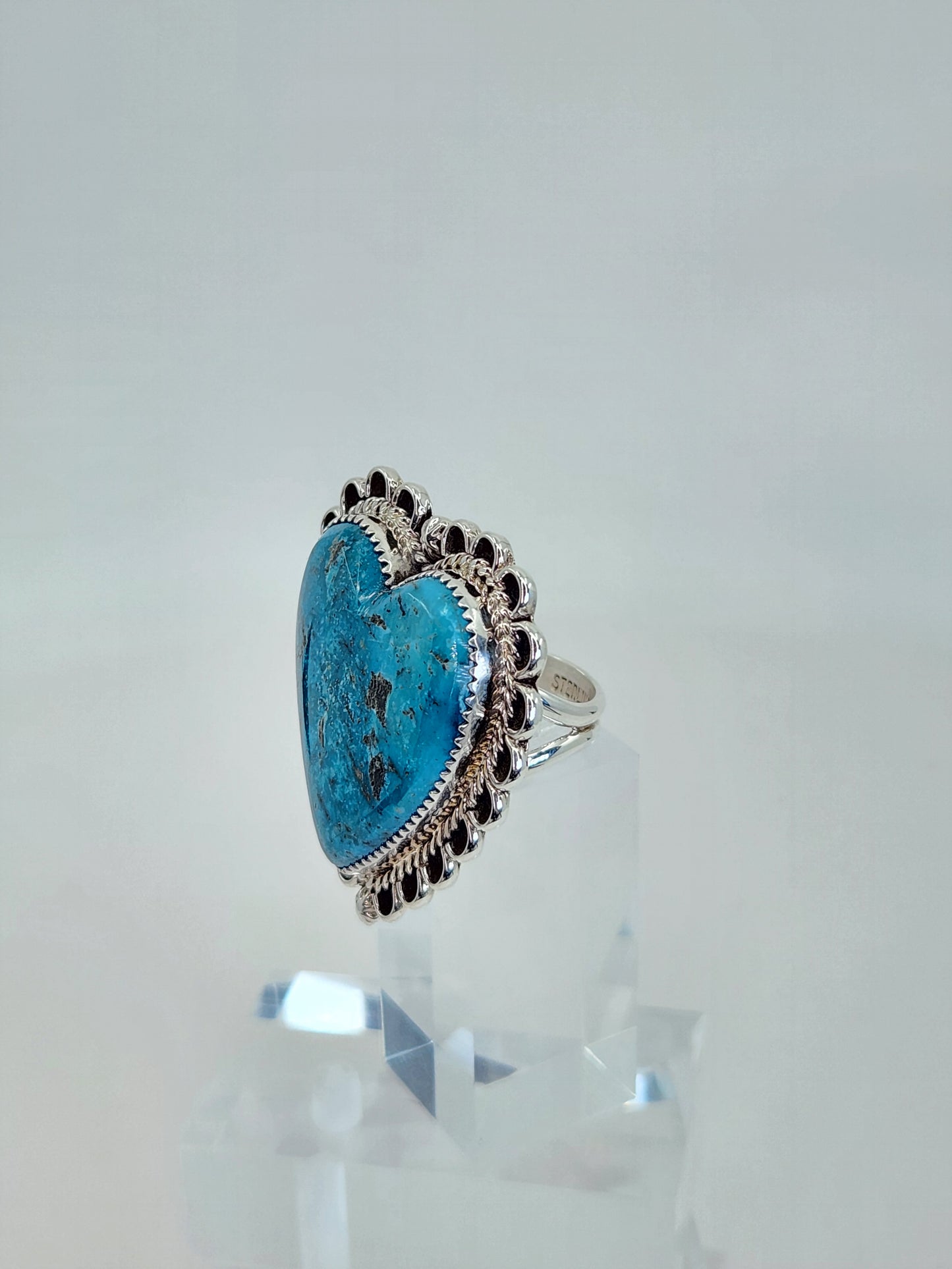 Desert Treasure: Turquoise Heart Ring Set in Sterling Silver