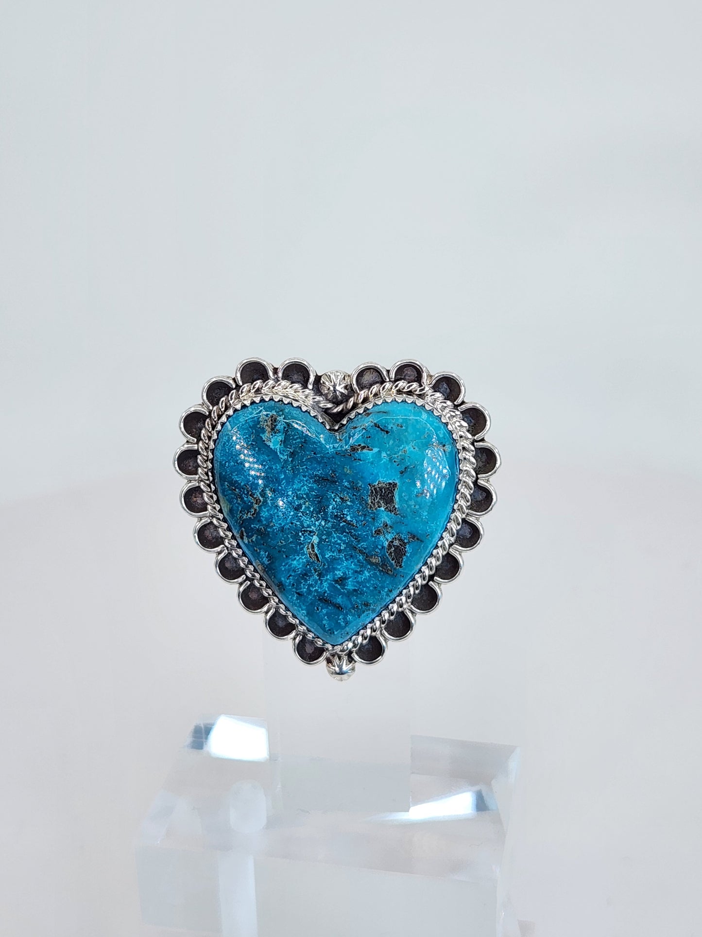 Desert Treasure: Turquoise Heart Ring Set in Sterling Silver