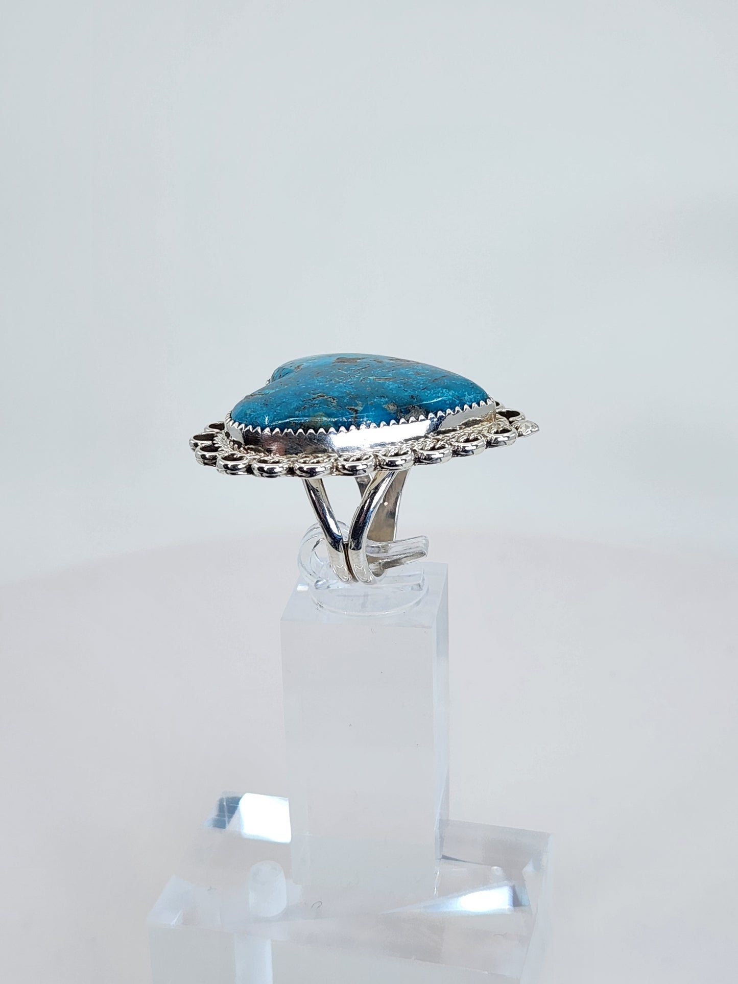 Desert Treasure: Turquoise Heart Ring Set in Sterling Silver
