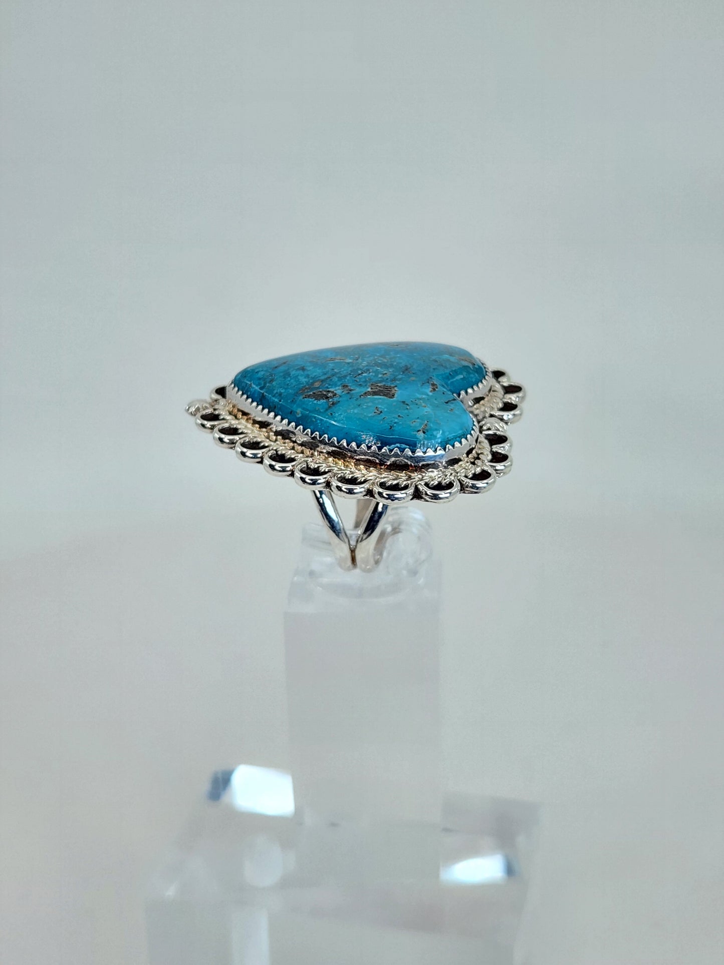 Desert Treasure: Turquoise Heart Ring Set in Sterling Silver